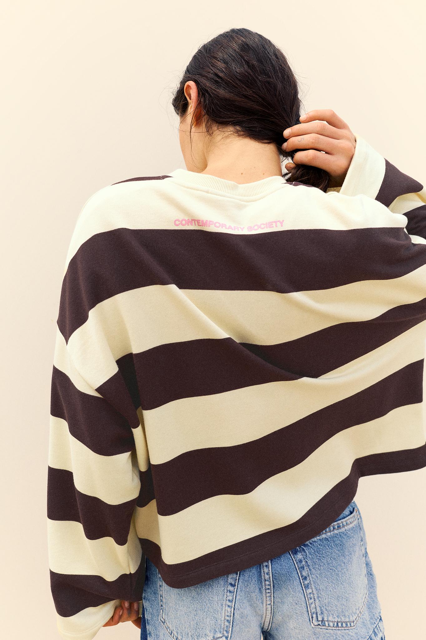 Oversize striped sweatshirt — Brown