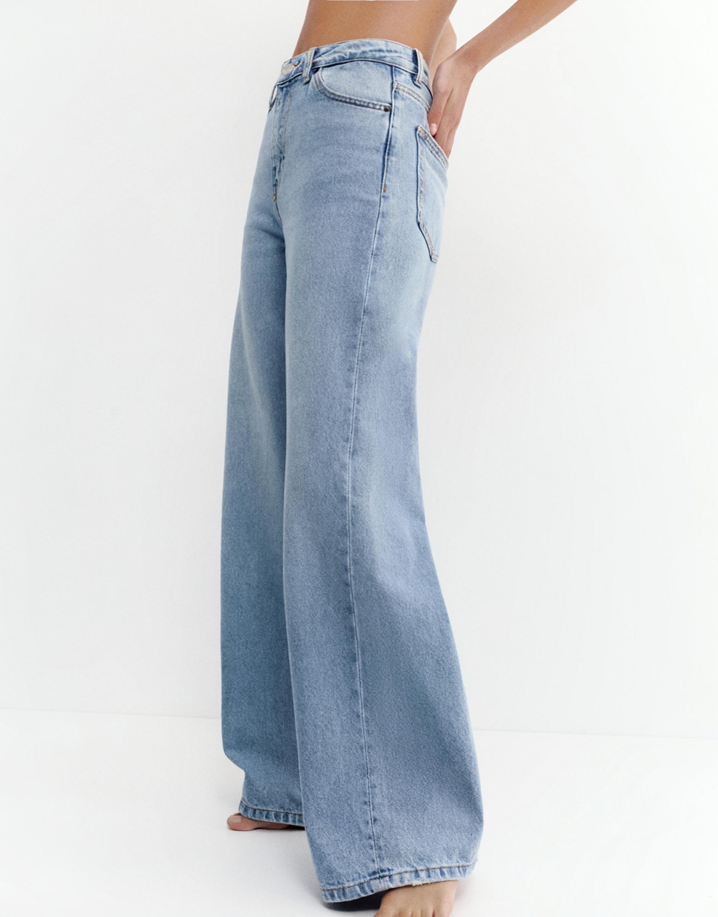 High-waist wide-leg jeans — Sky blue