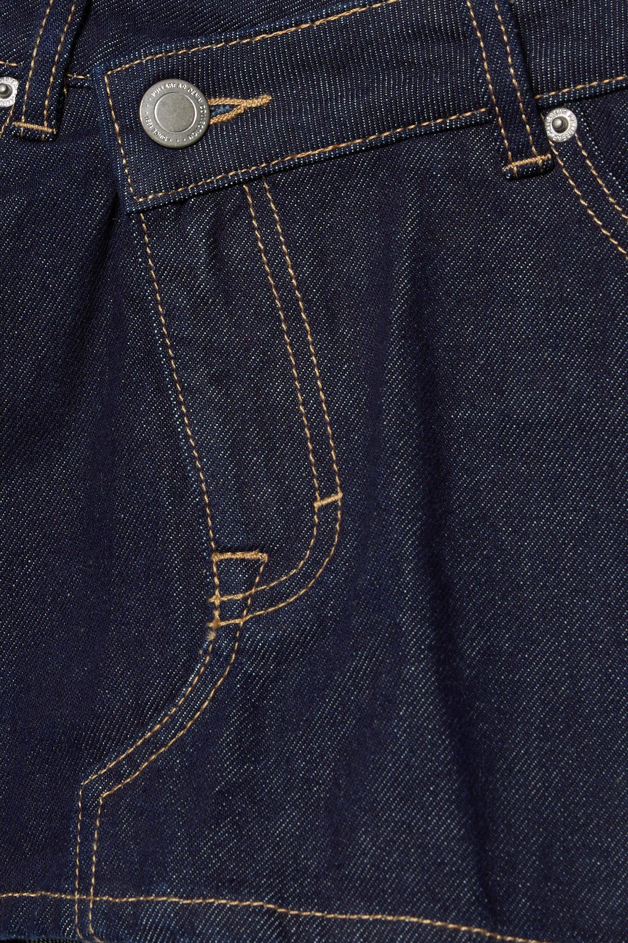 Cross-waist denim skort — Navy