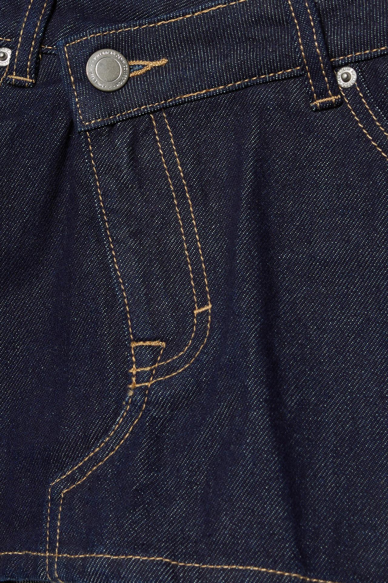 Cross-waist denim skort — Navy