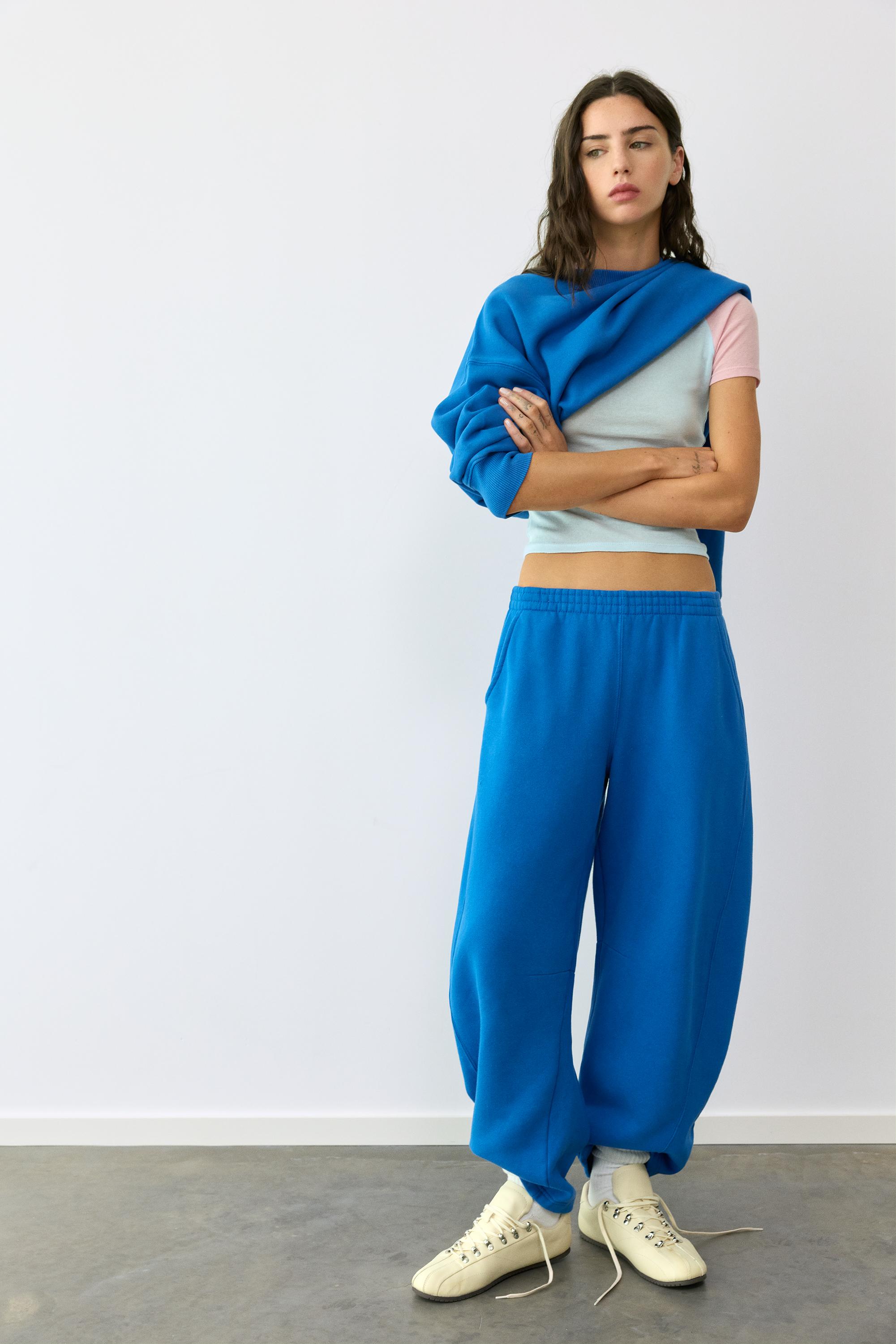 Barrel-leg joggers — Deep blue