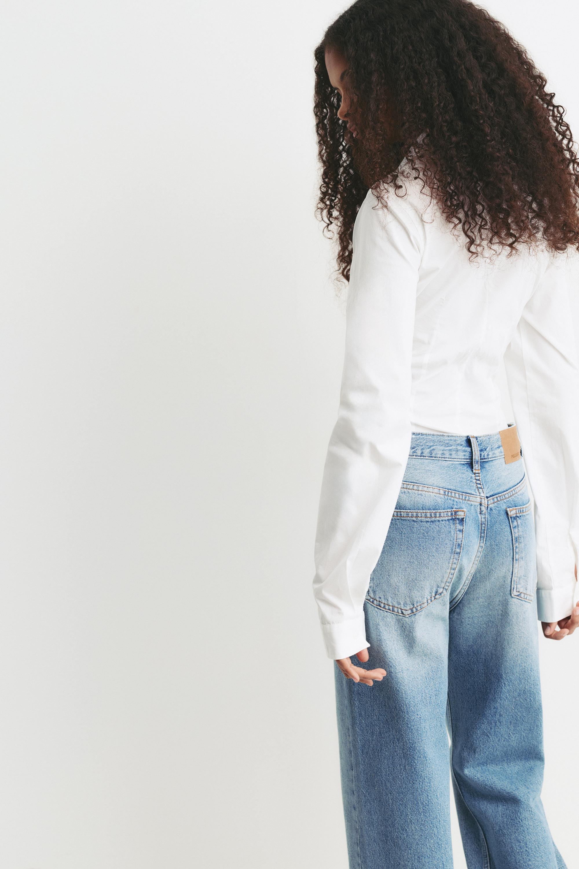 Poplin yırtmaçlı dar kesim gömlek - Görsel 53