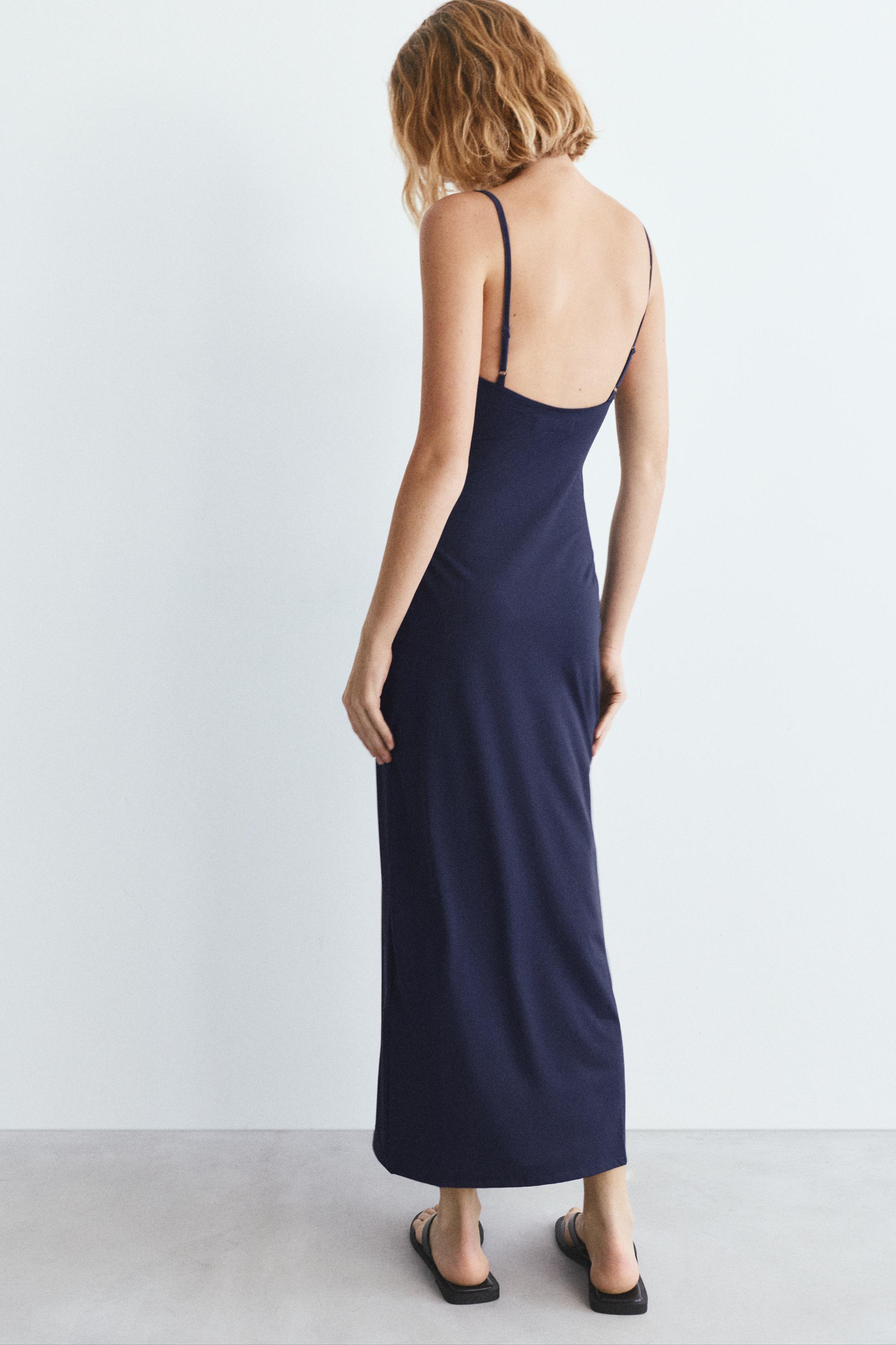 Polyamide strappy midi dress — Navy