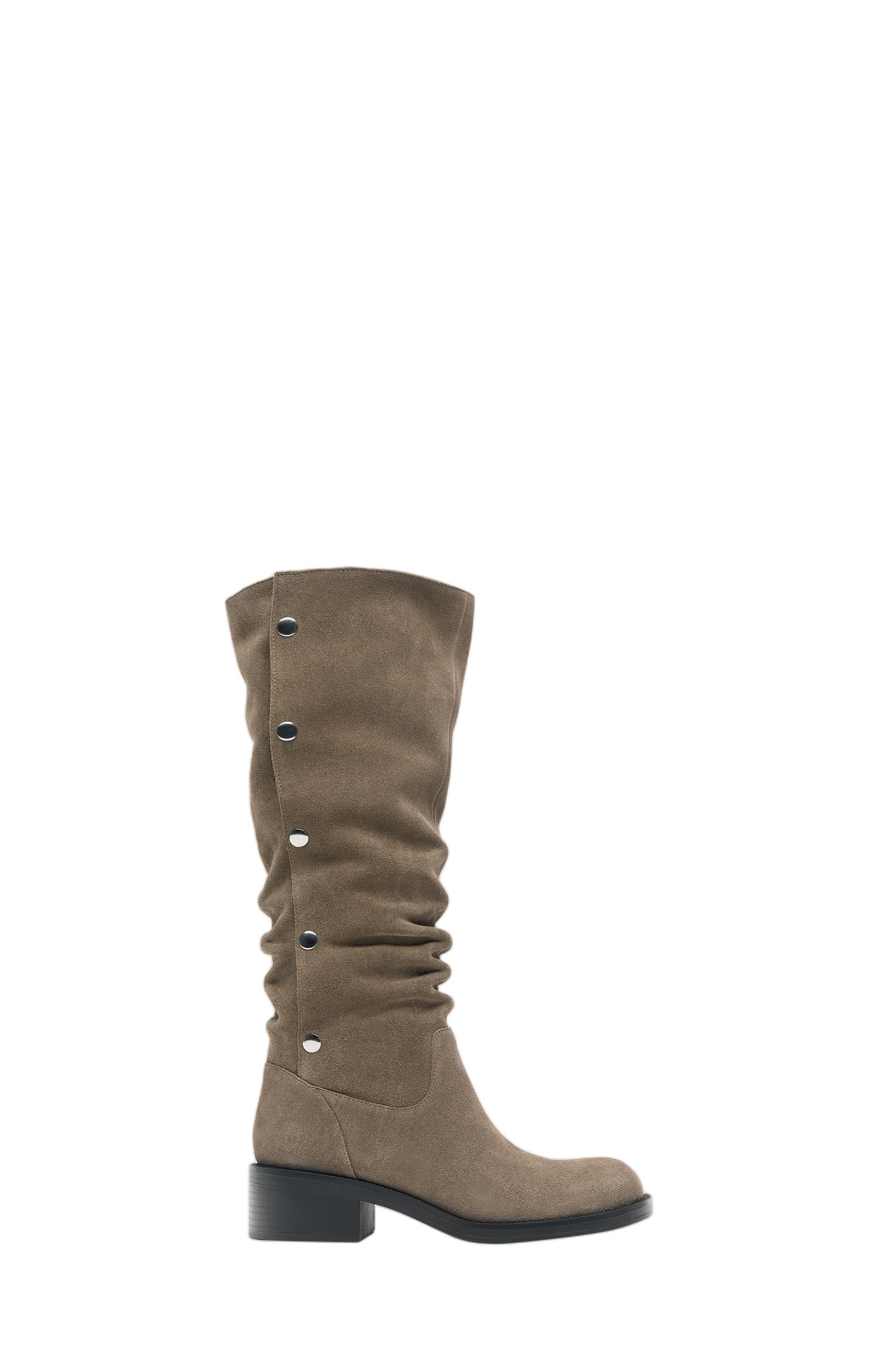 Studded leather tall boots — Brown