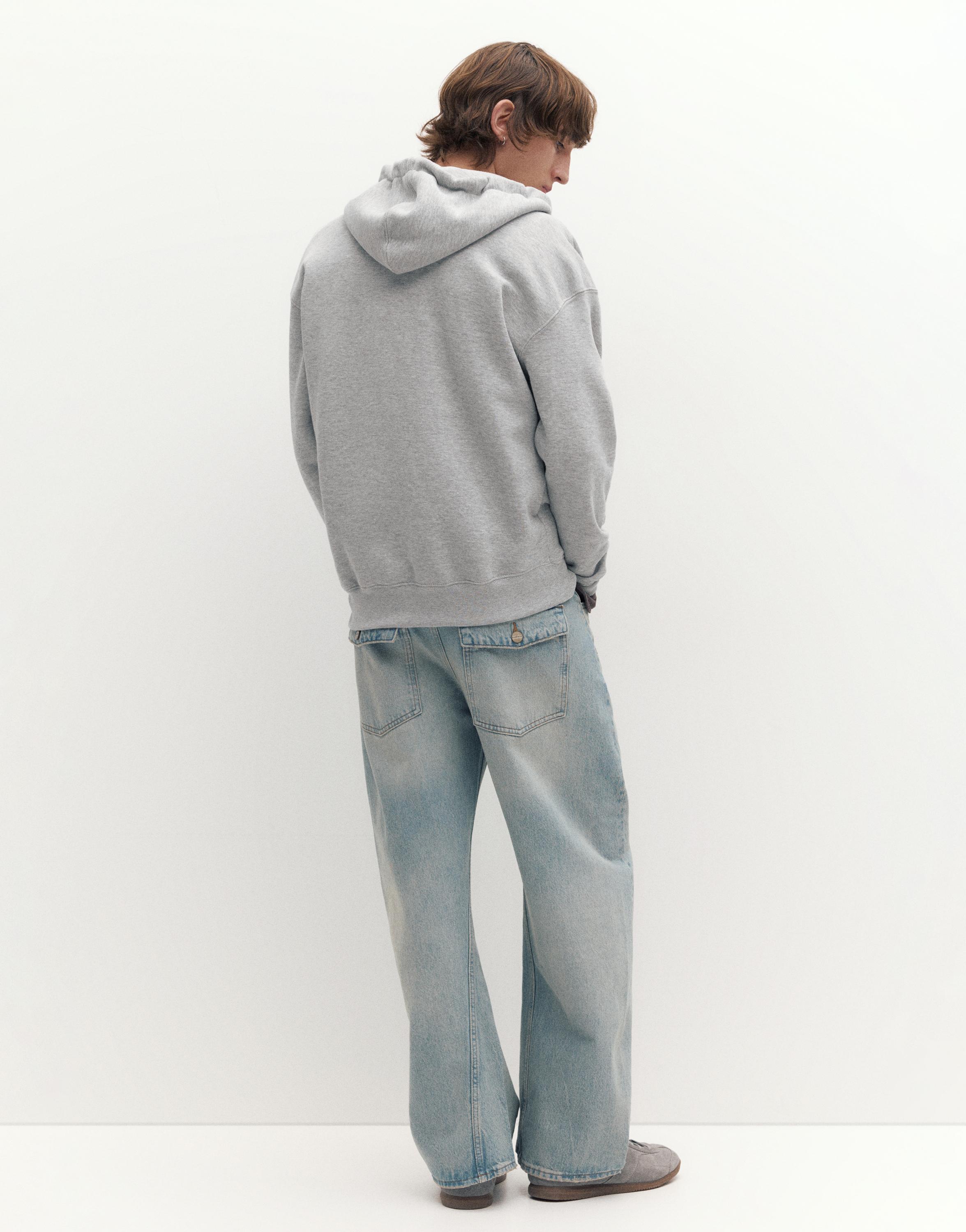 Basic kapüşonlu fermuarlı sweatshirt - Görsel 12