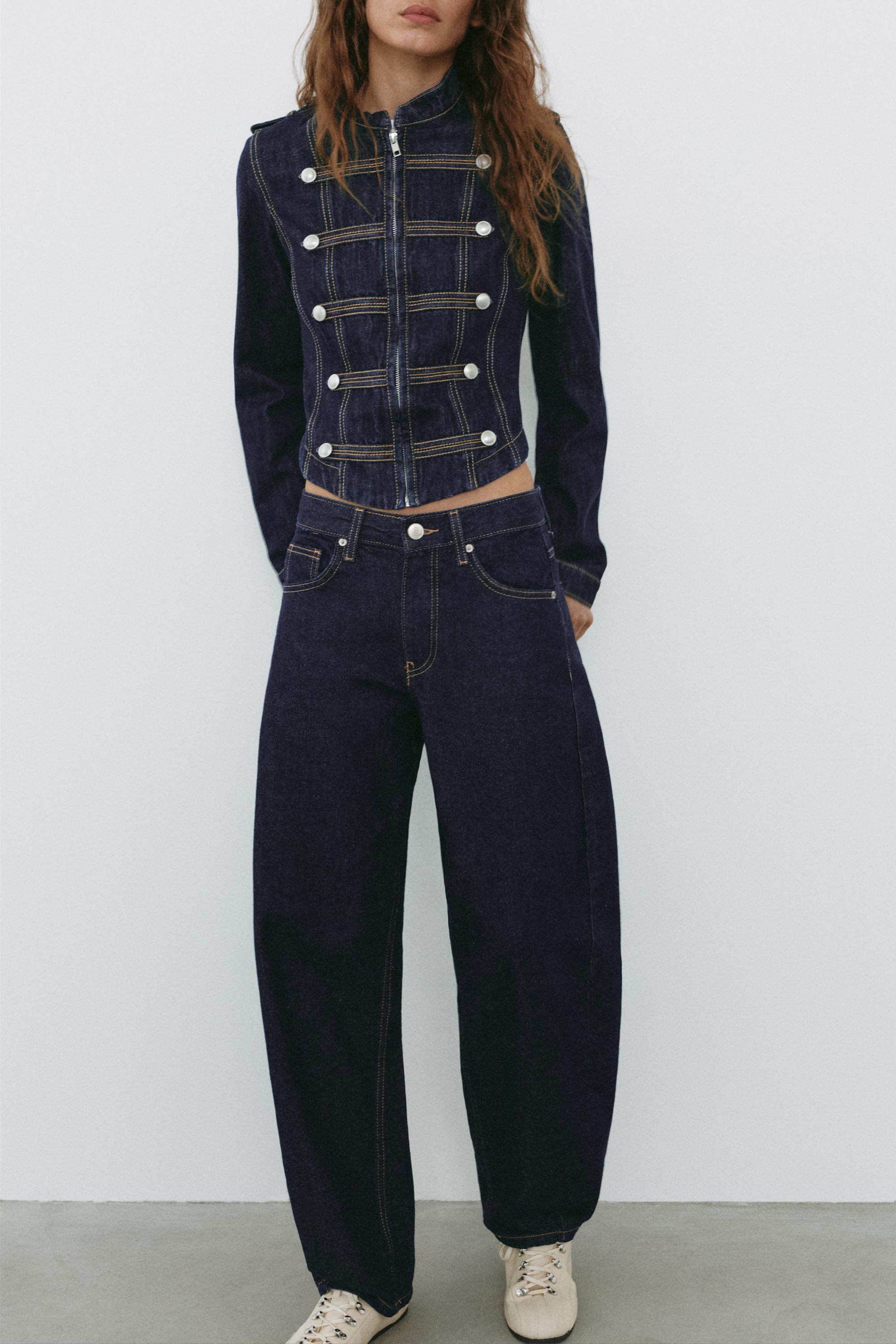 Low-rise barrel jeans — Navy