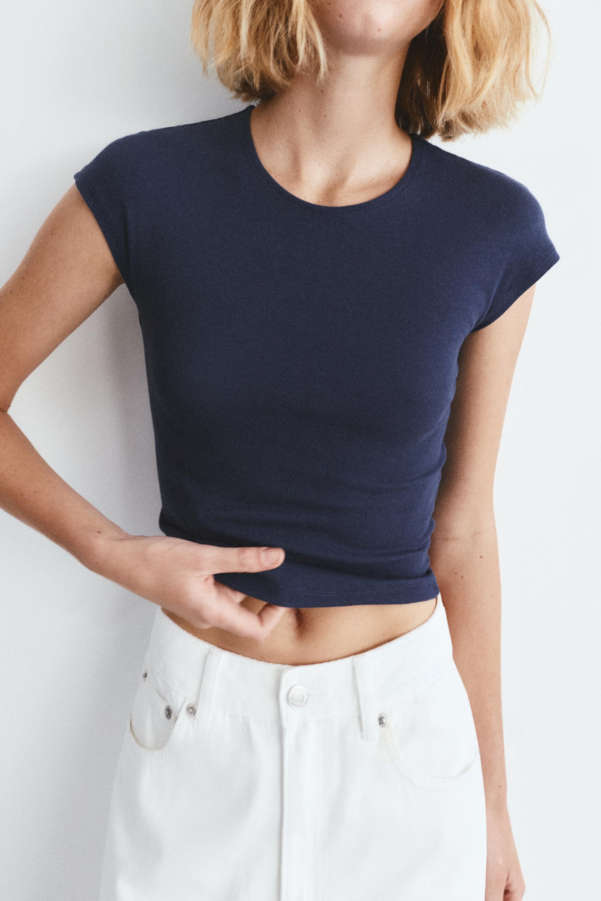 Dar Kesim Kısa Kollu Tişört - Görsel 79