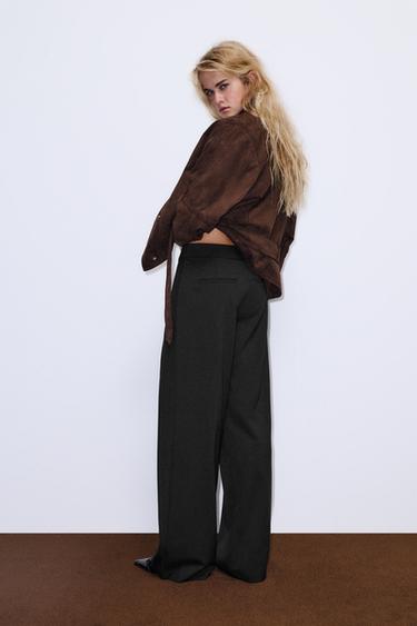 Darted smart trousers with buckles — Striped 4