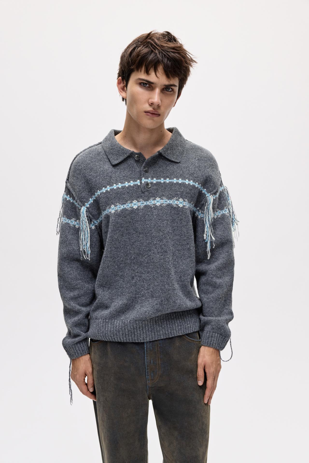 Oscar Ouyang wool polo shirt — Grey
