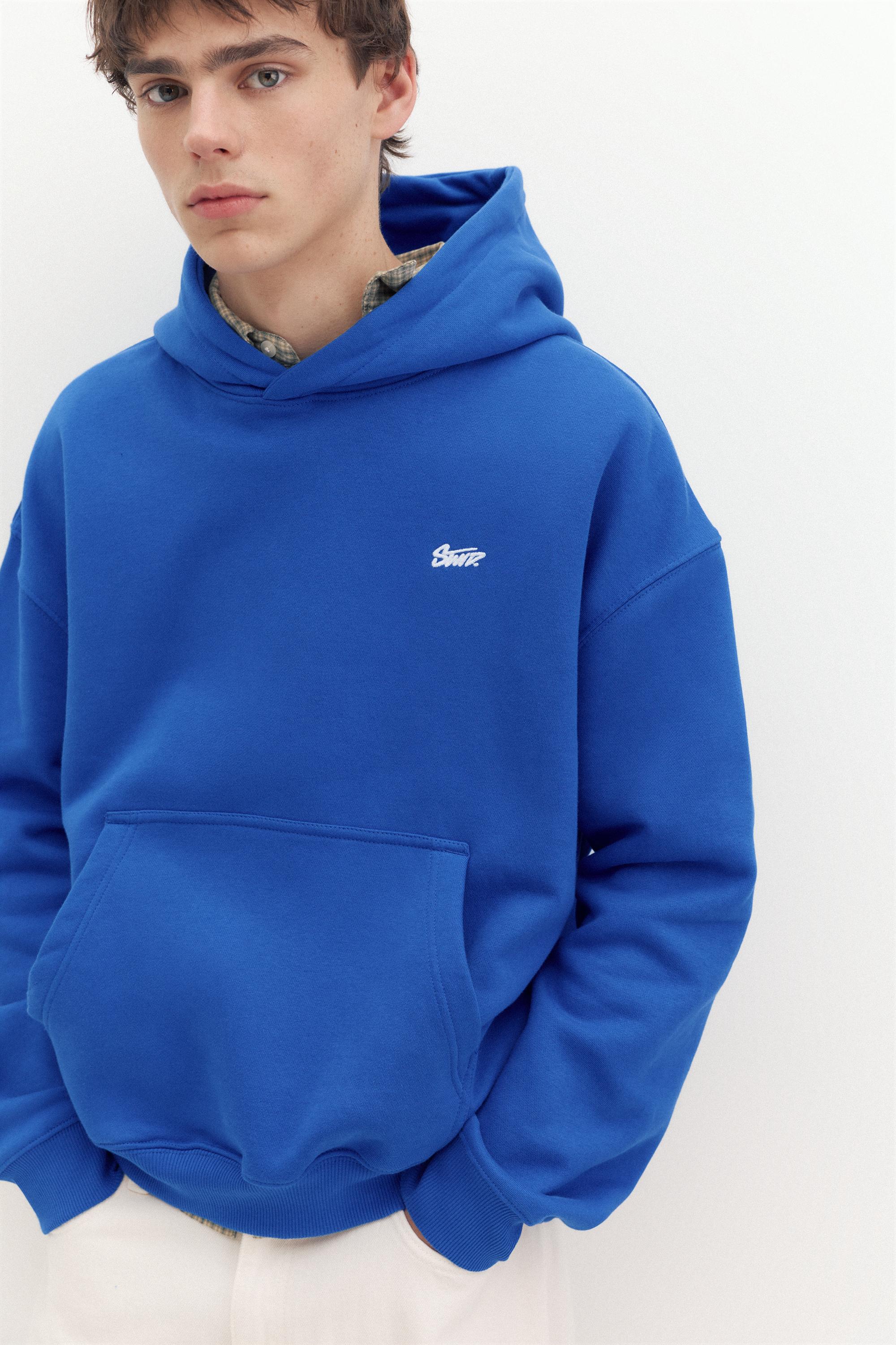 STWD logo boxy hoodie — Deep blue