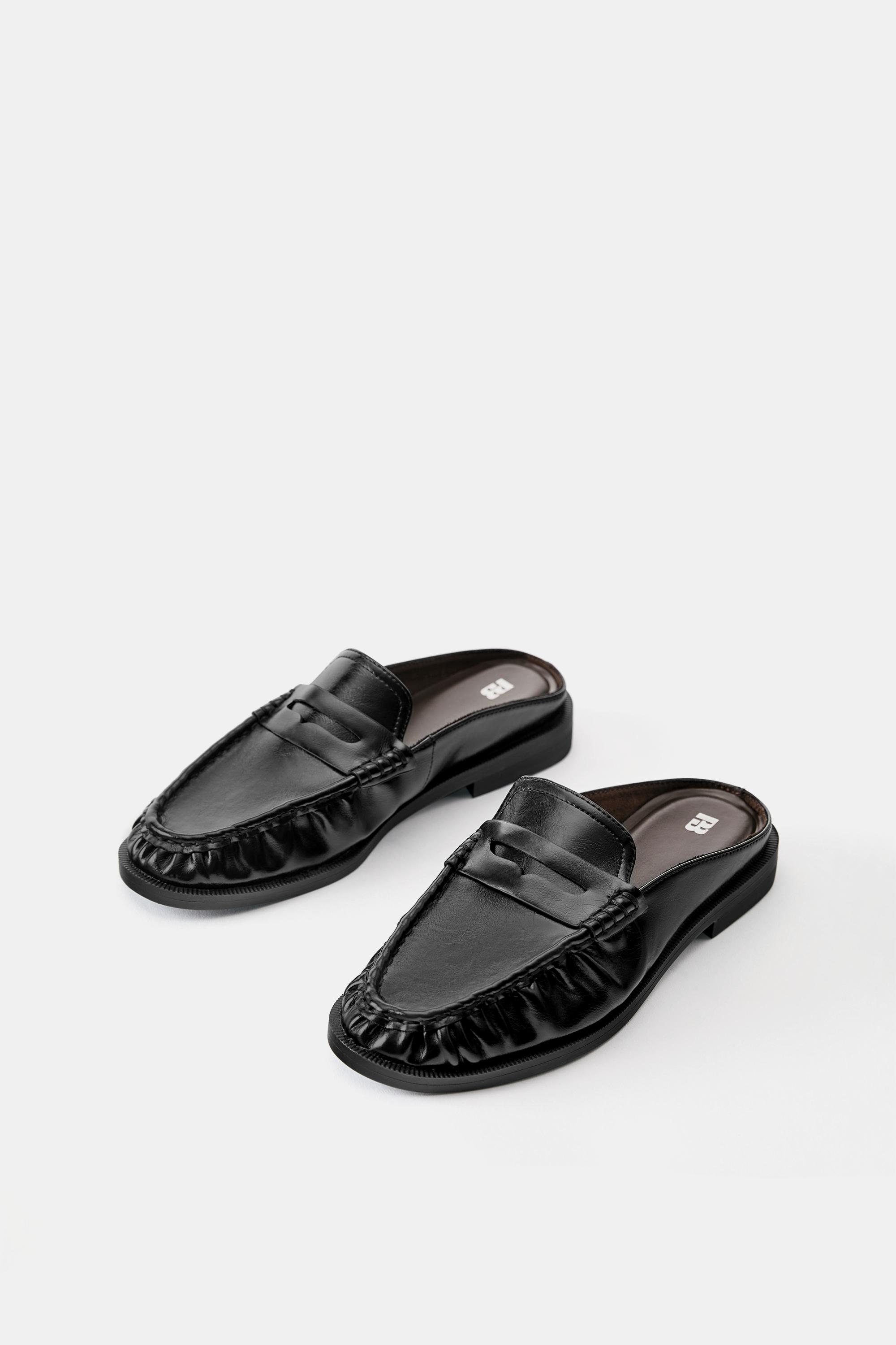 Gathered slingback loafers — Black