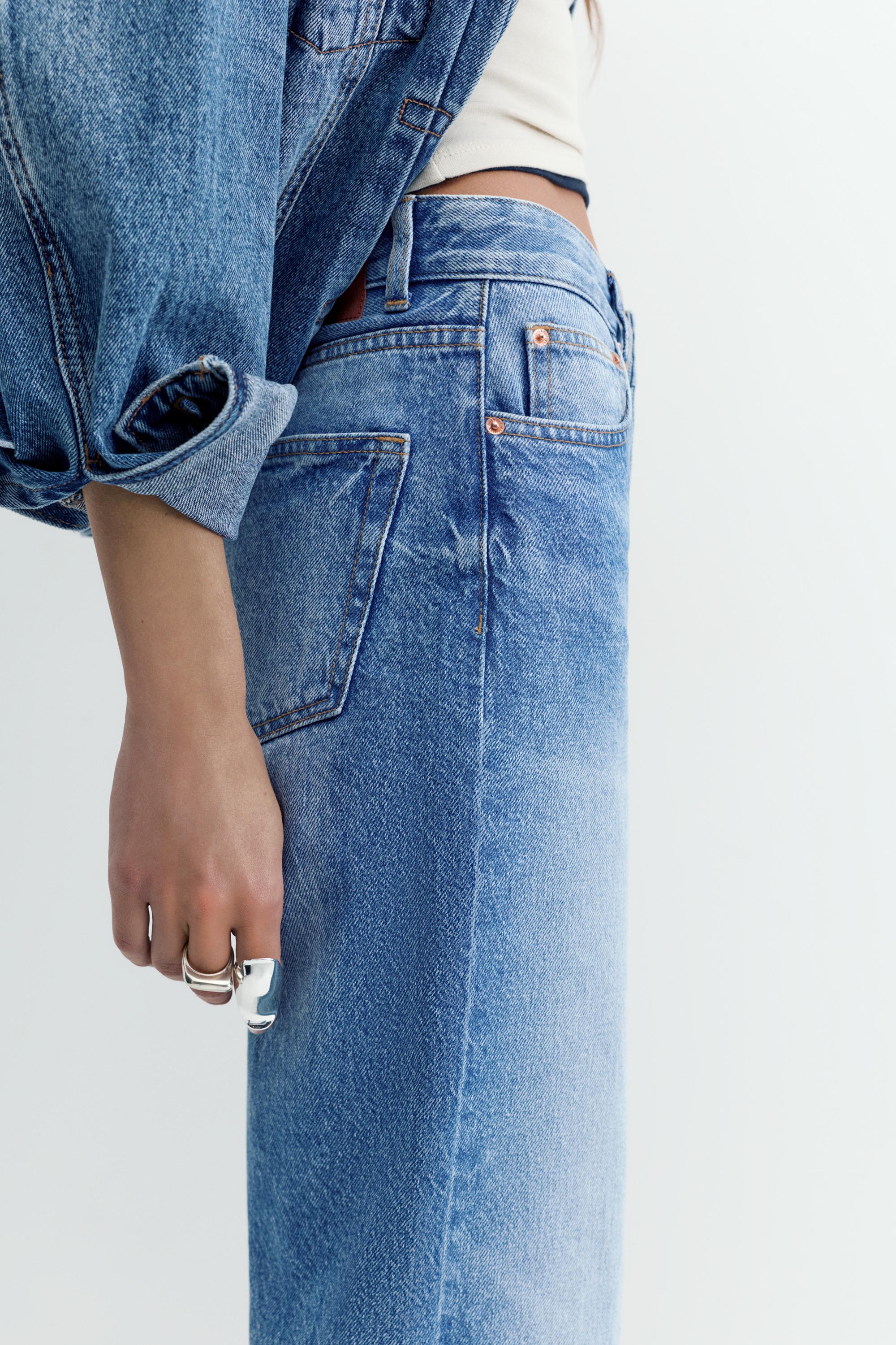 High-waist wide straight-leg jeans — Indigo