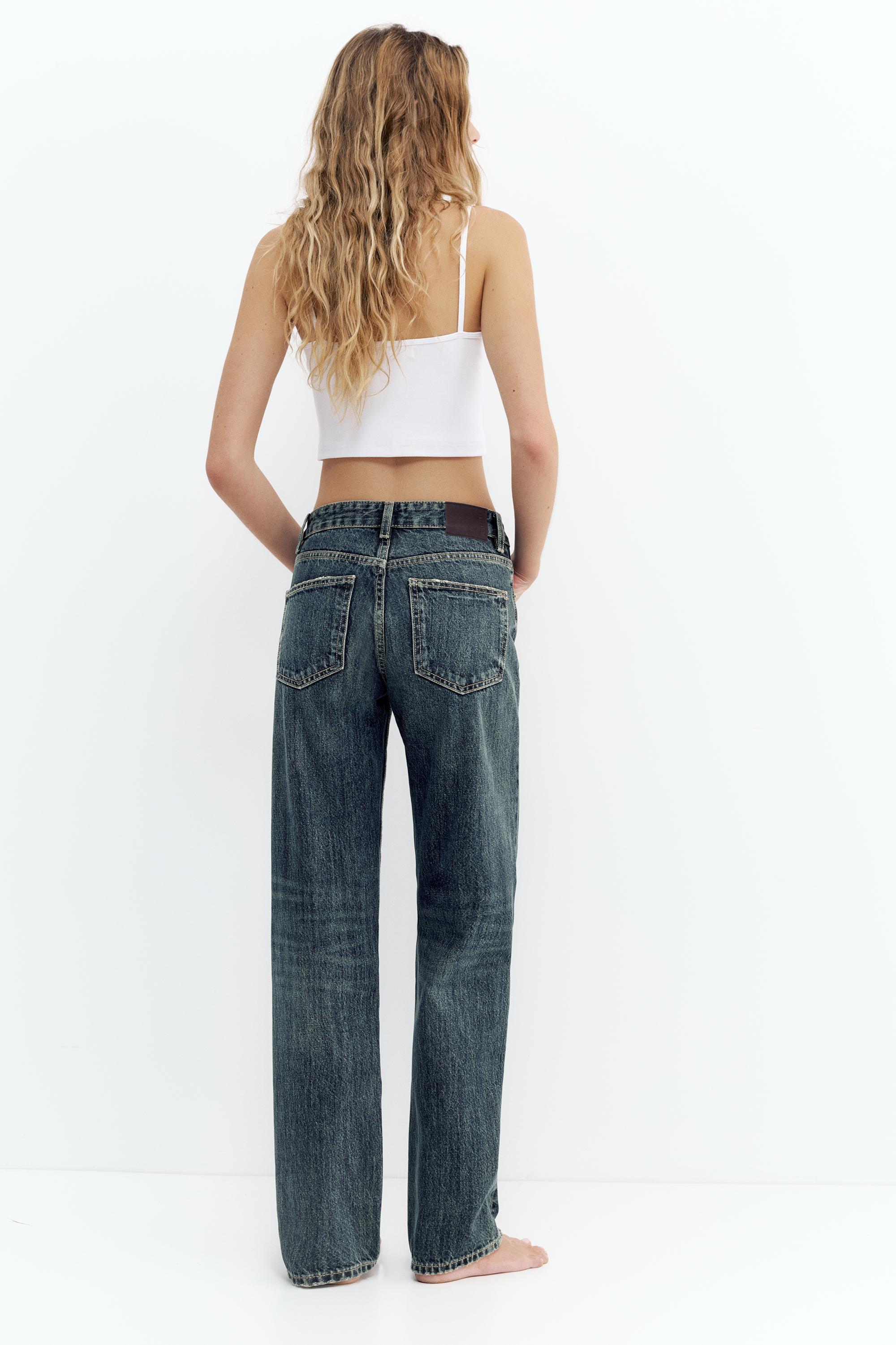 Mid-waist straight-leg jeans — Navy