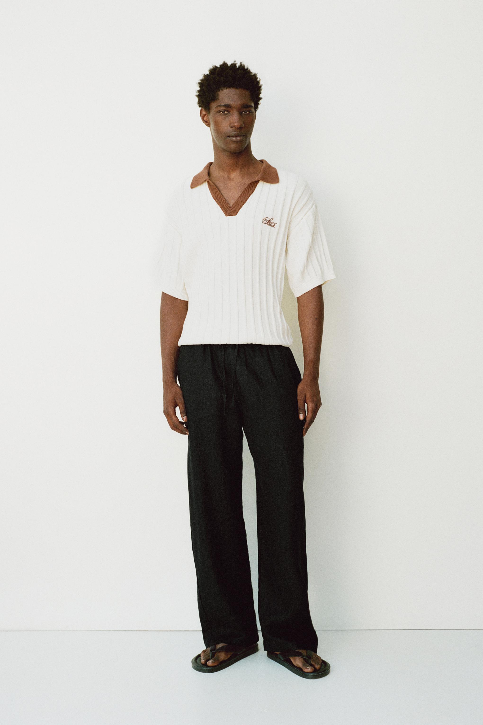 100% linen jogger trousers — Black