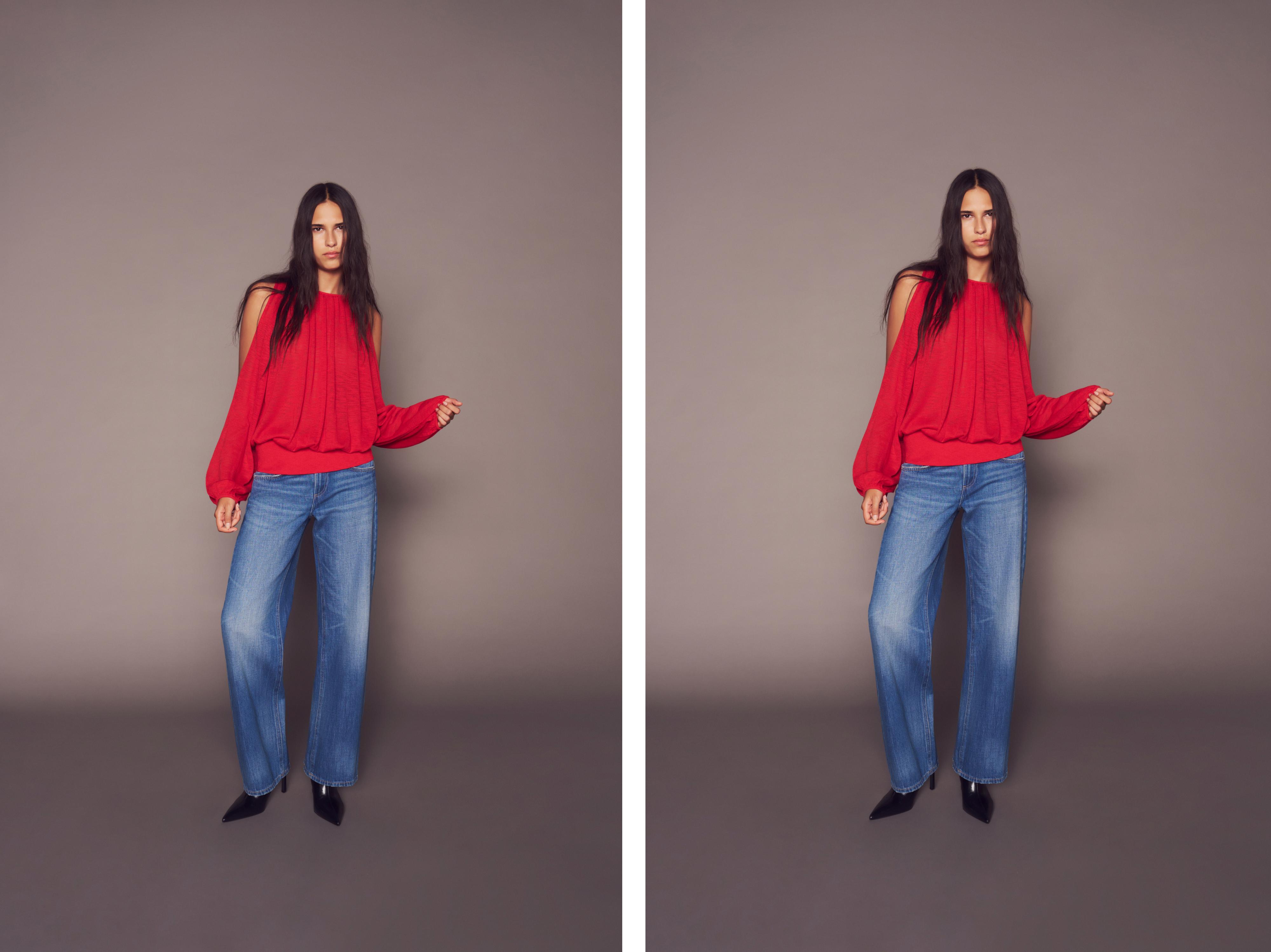 Fine knit cut-out top — Red