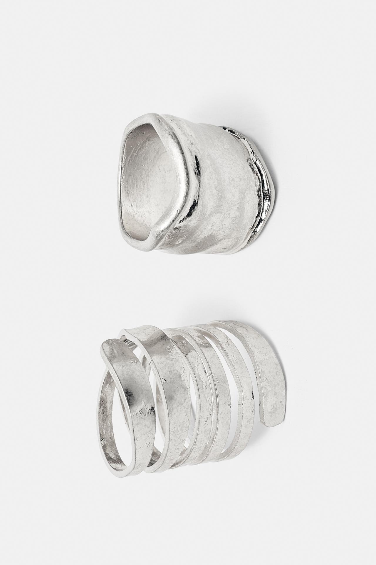 Pack of wide spiral rings — Silver