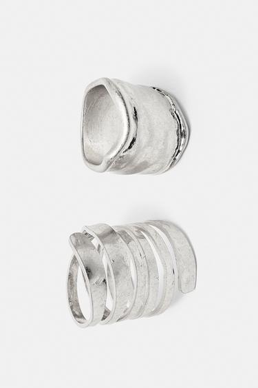 Pack of wide spiral rings — Silver 4
