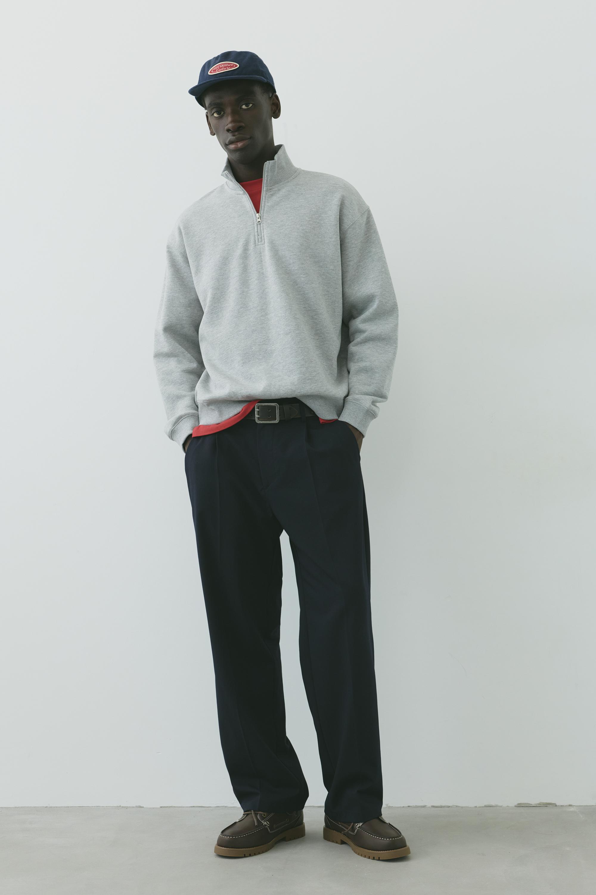 Wide-leg tailored trousers — Navy