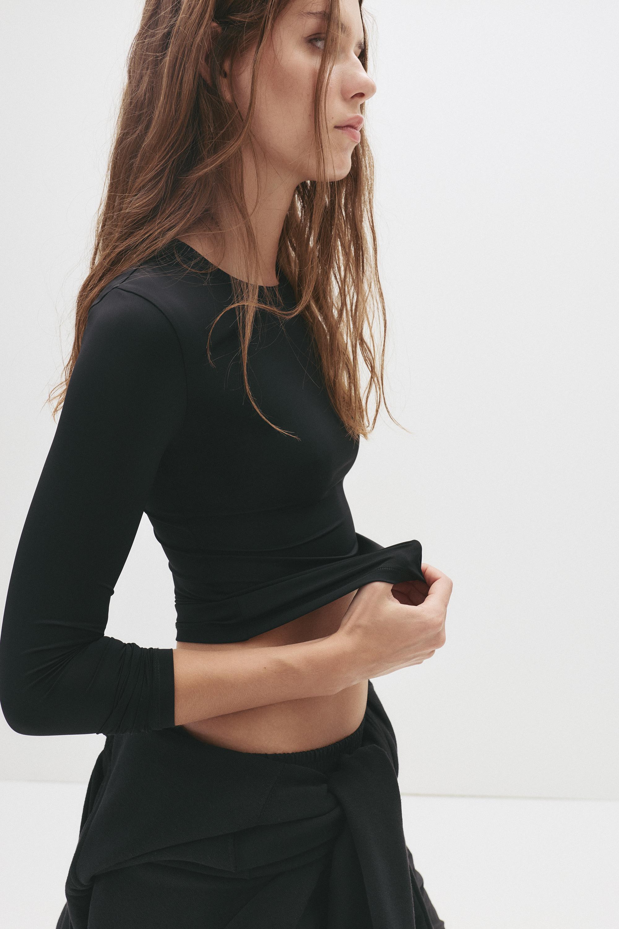 Fitted polyamide T-shirt — Black