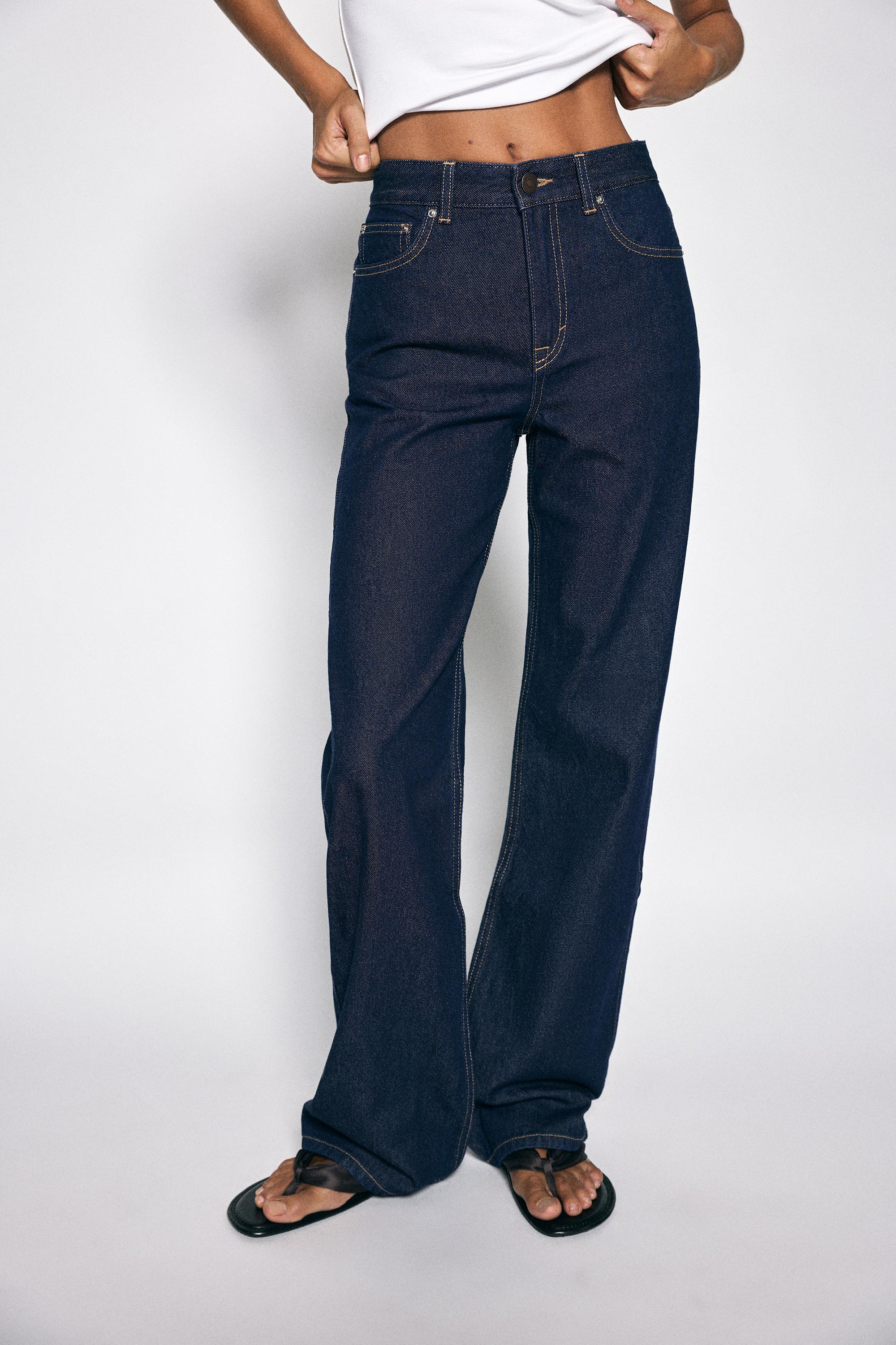 High-waist wide straight-leg jeans — Navy
