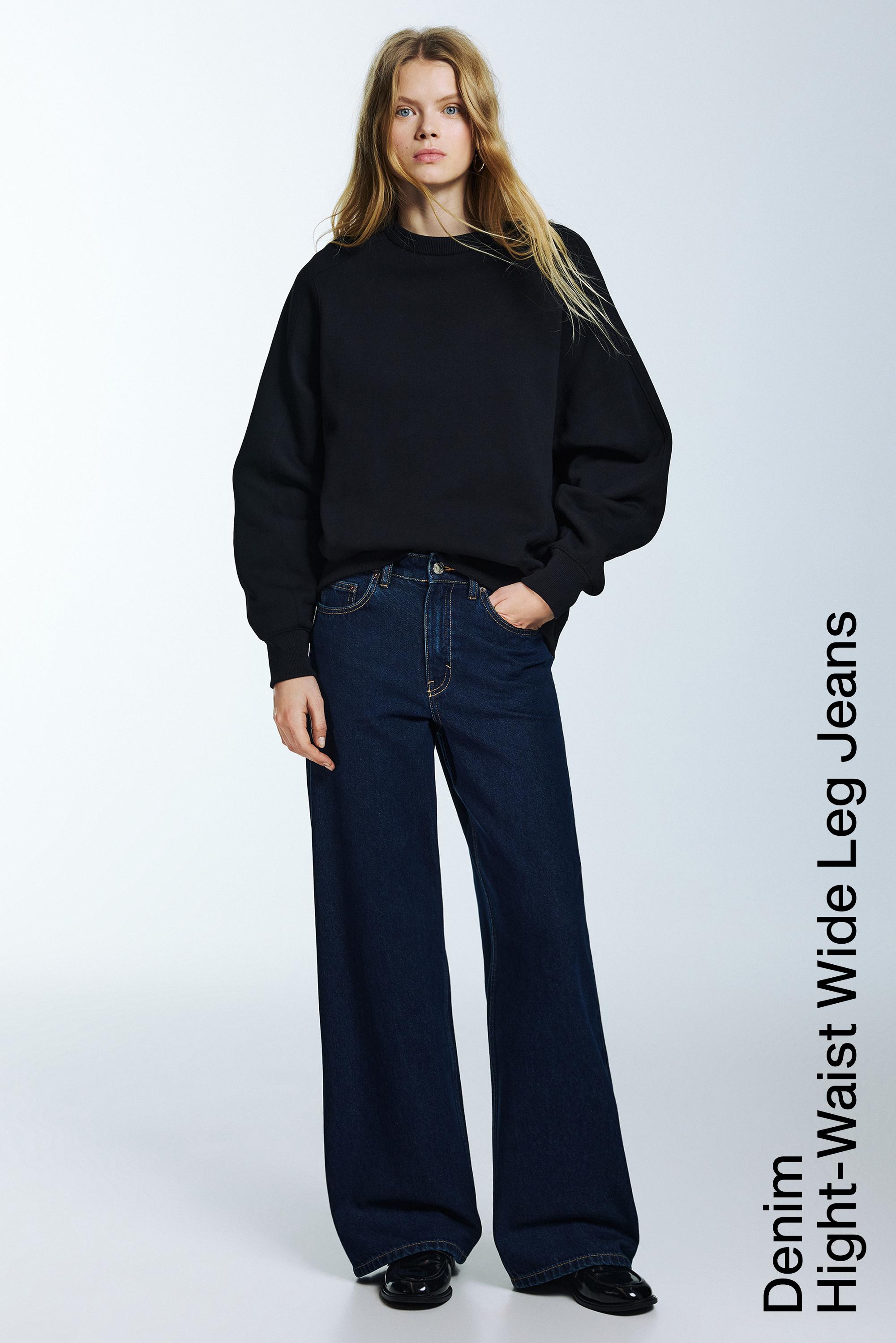 High-waist wide-leg jeans — Navy