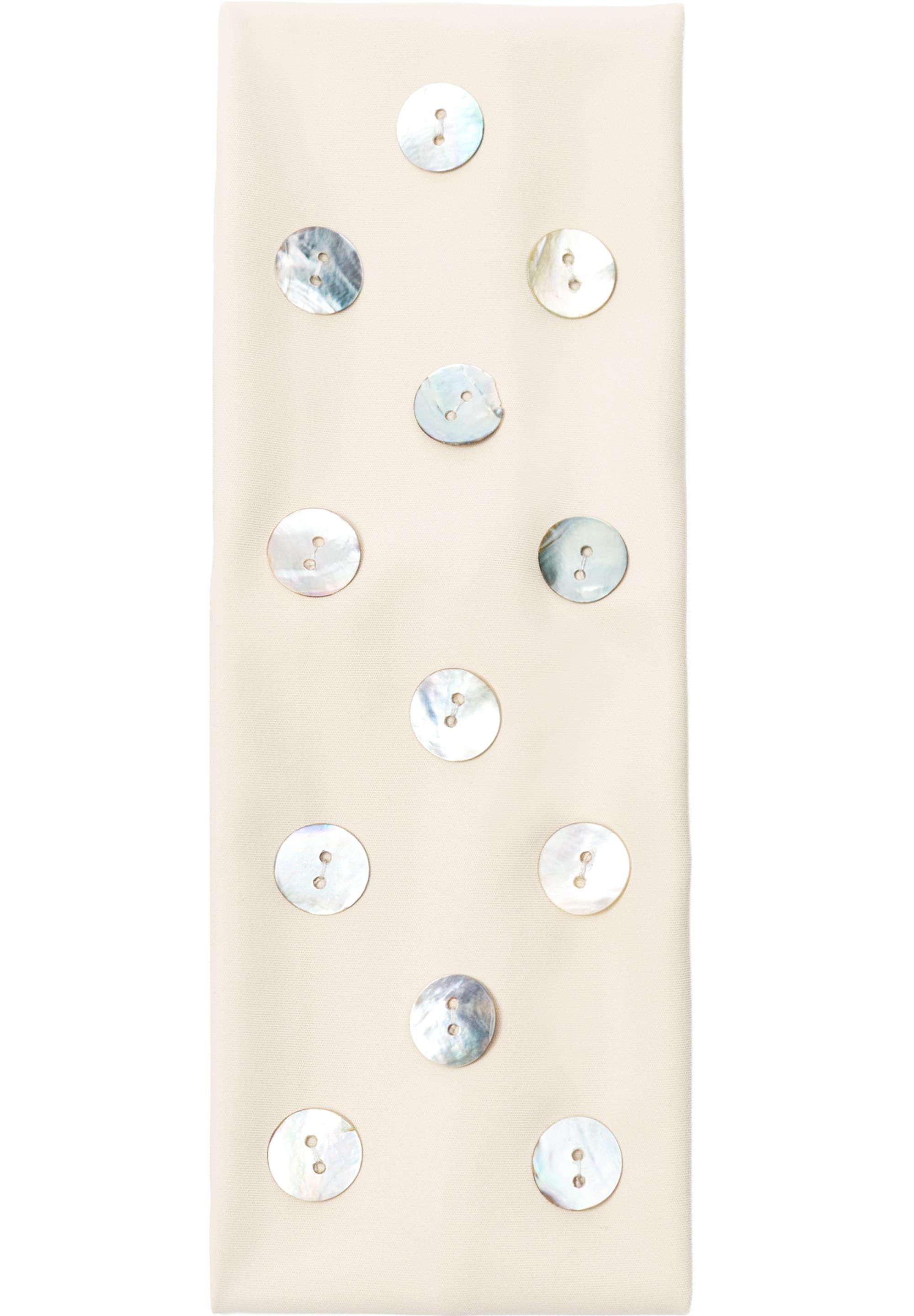 Elastic headband with buttons — Ecru