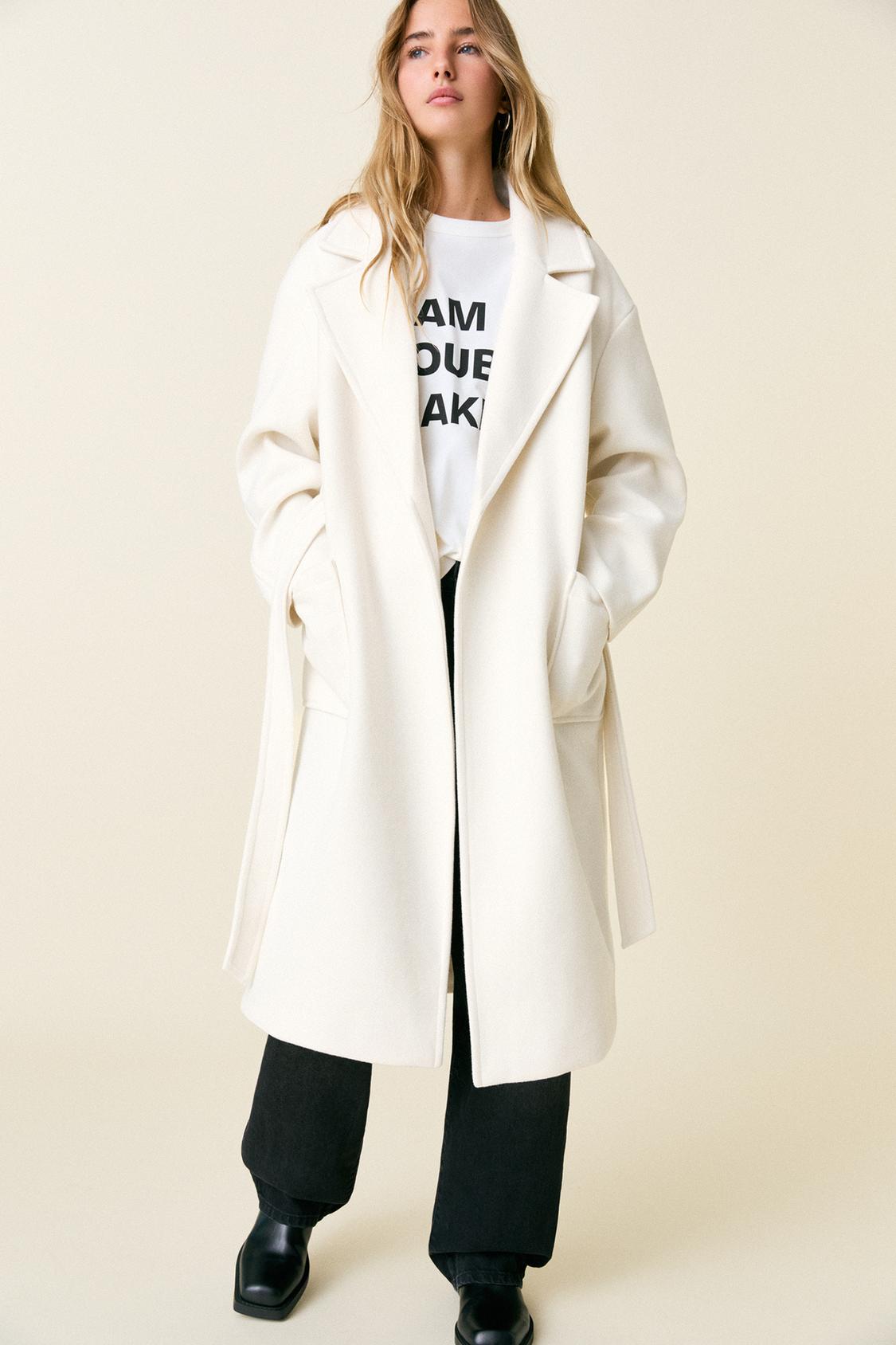 Abrigo Largo Abrigo Pull And Bear Blanco Abrigo Blanco Mujer Zara