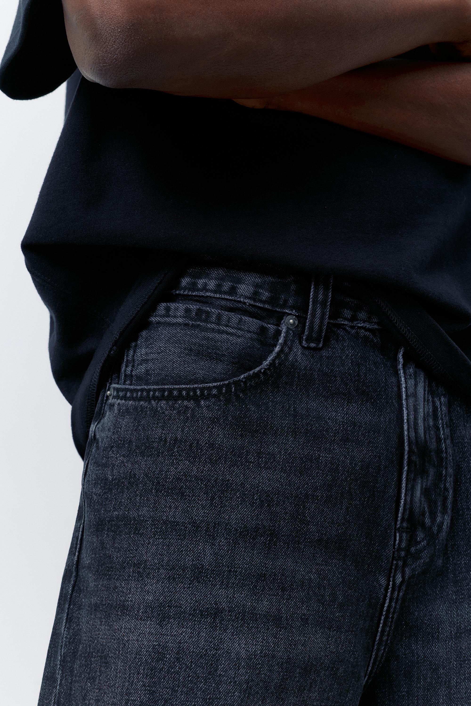 Baggy relaxed fit denim Bermuda shorts — Faded black