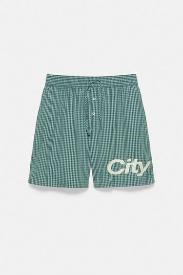 Checked graphic Bermuda shorts — Moss 7