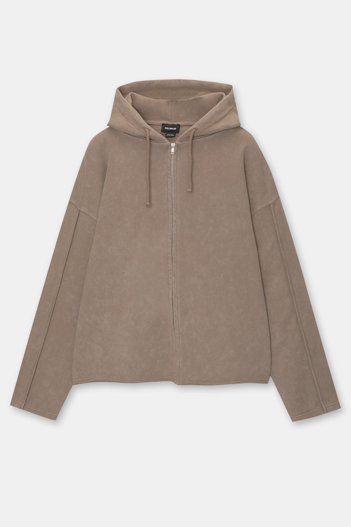 Washed zip-up hoodie PULL&BEAR
