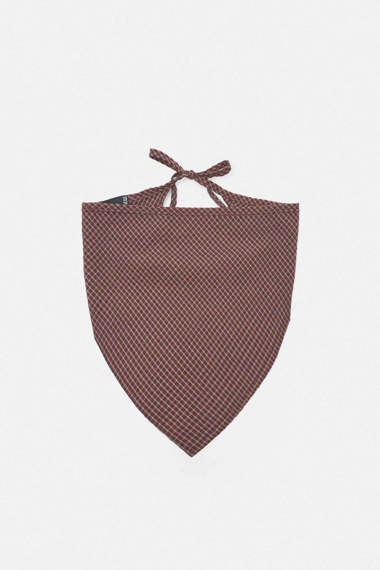 Check print scarf — Brown