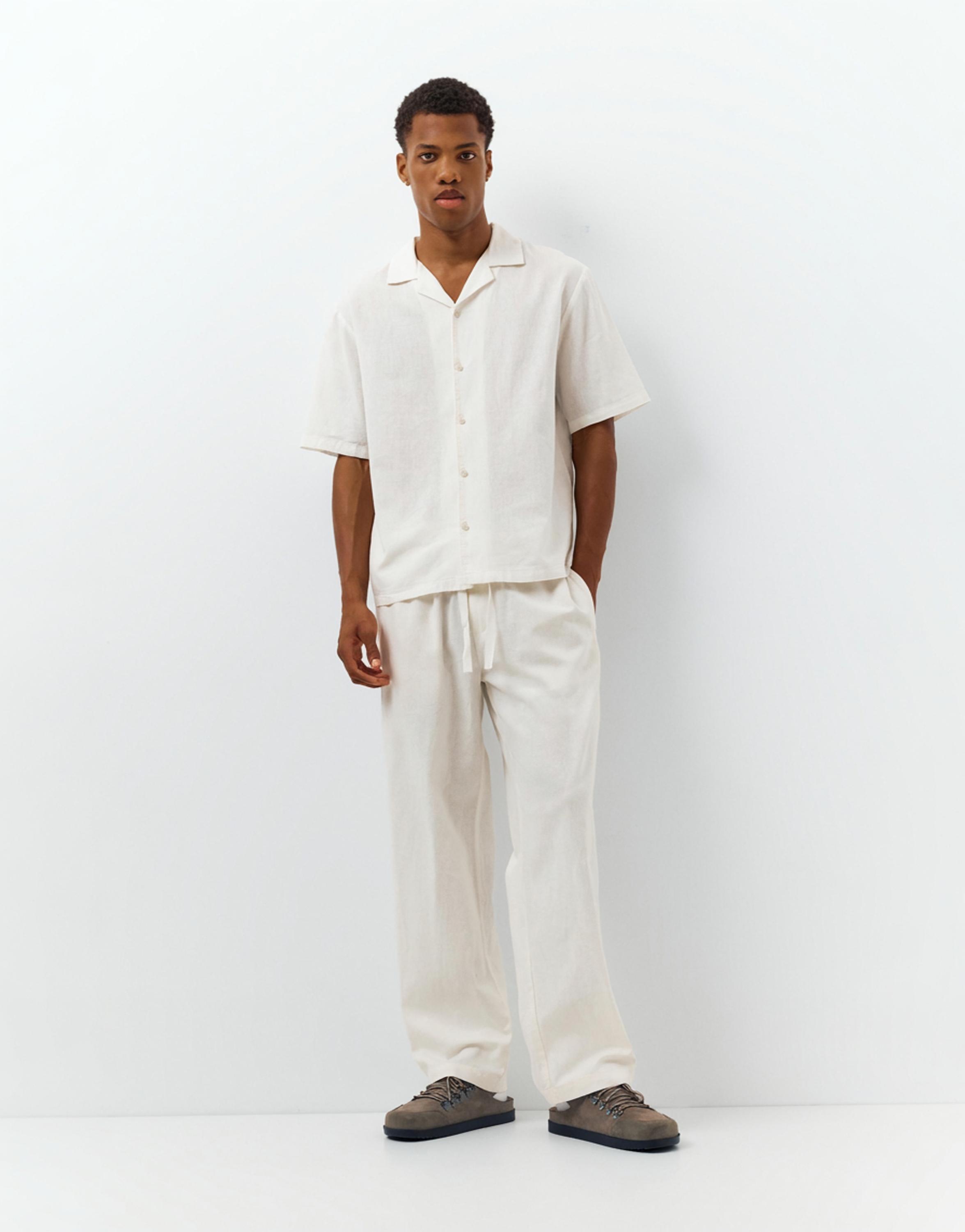 Linen blend jogger trousers — White