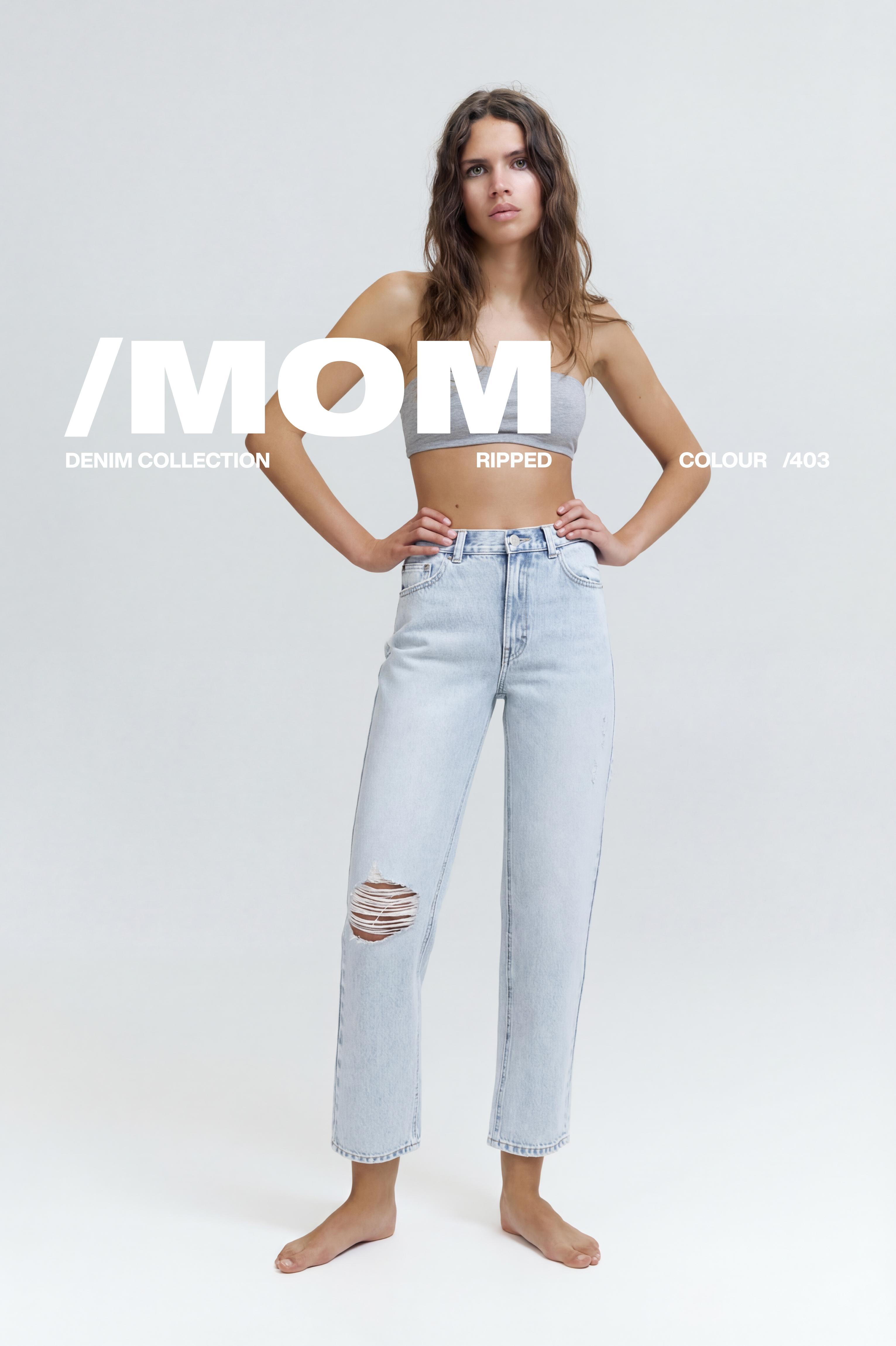 Ripped mom fit jeans — Sky blue