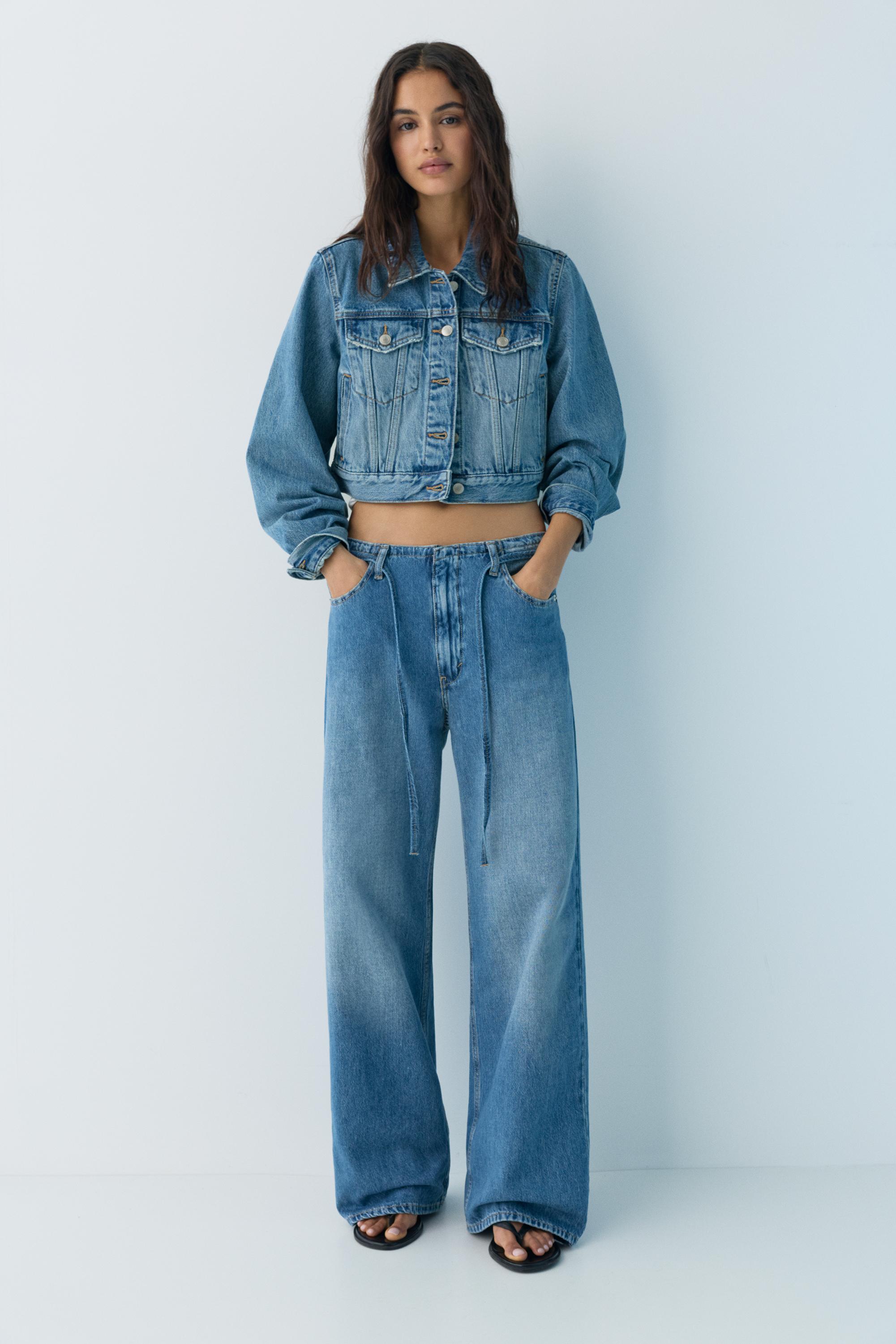 Baggy jeans with drawstring — Medium blue