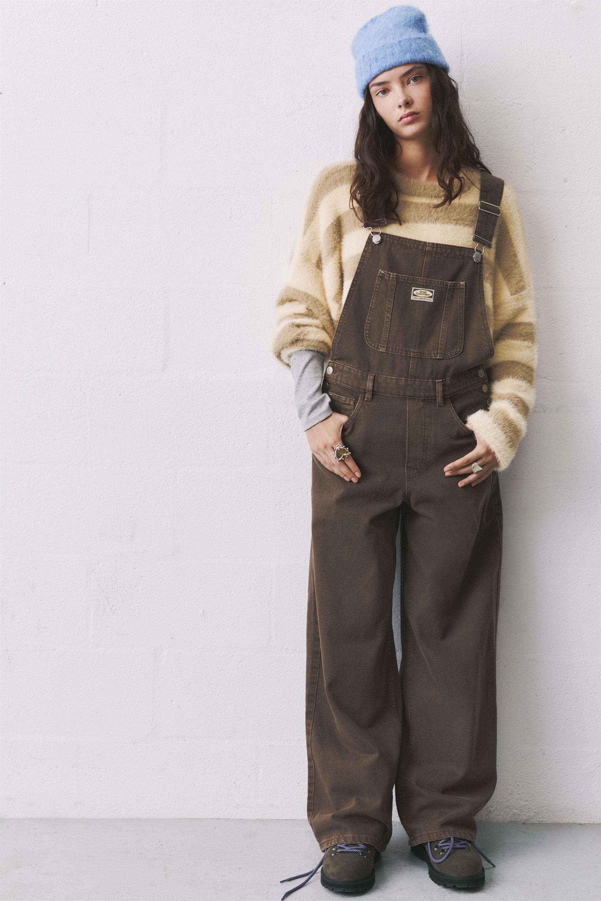 Brown balloon fit dungarees - pull&bear