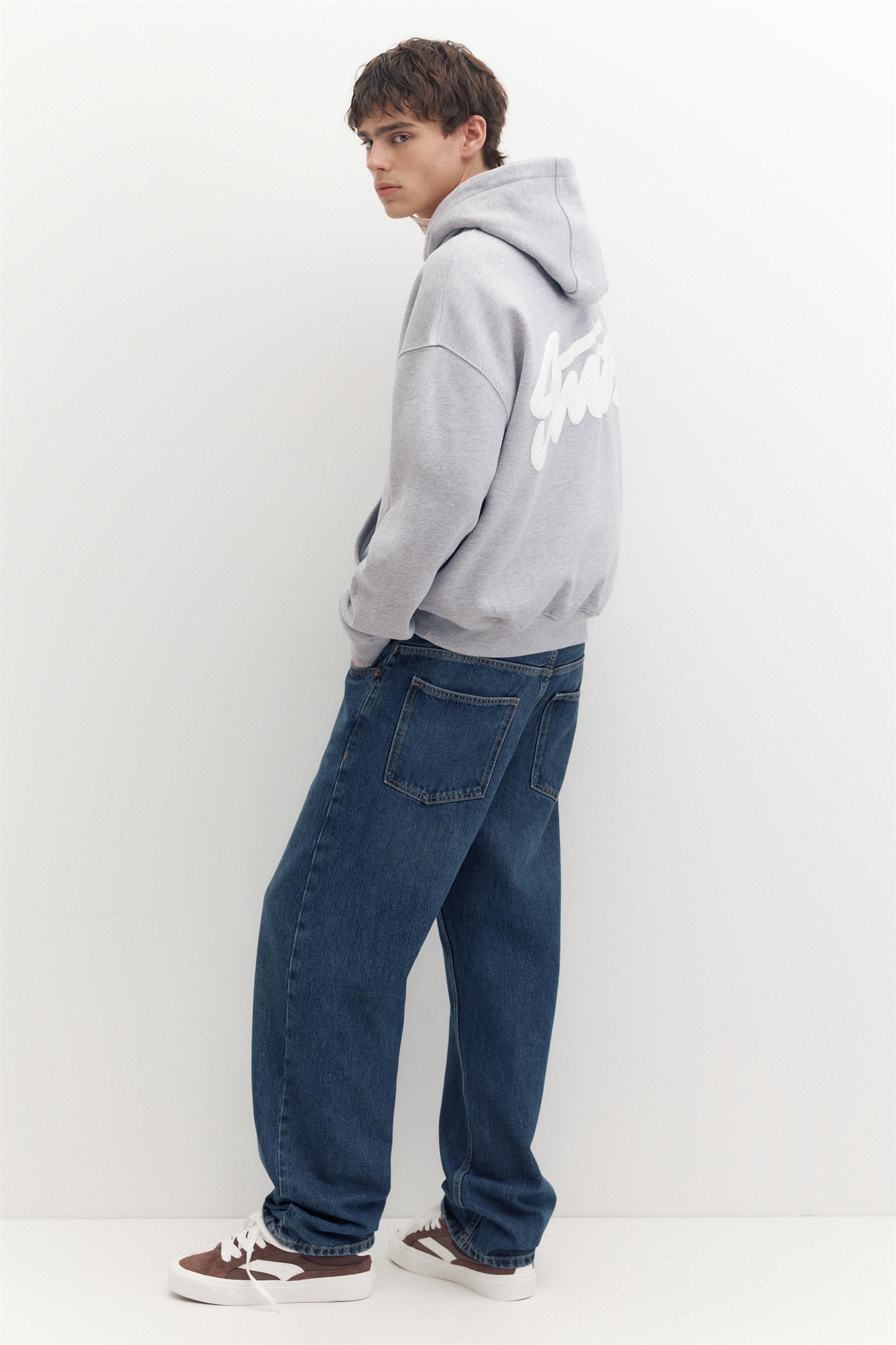STWD logo boxy hoodie — Grey marl