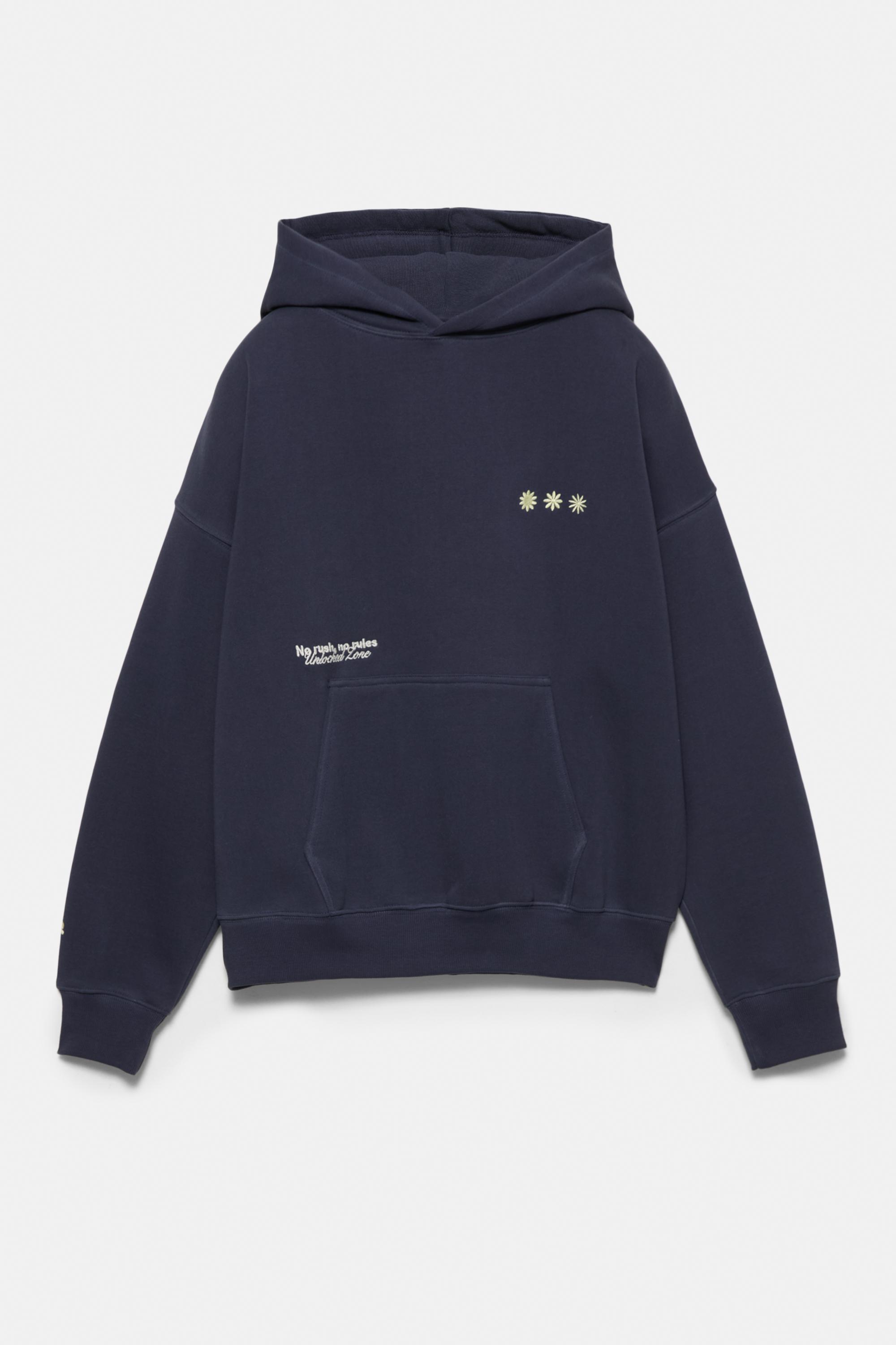 Hoodie with embroidered graphic — Ink blue