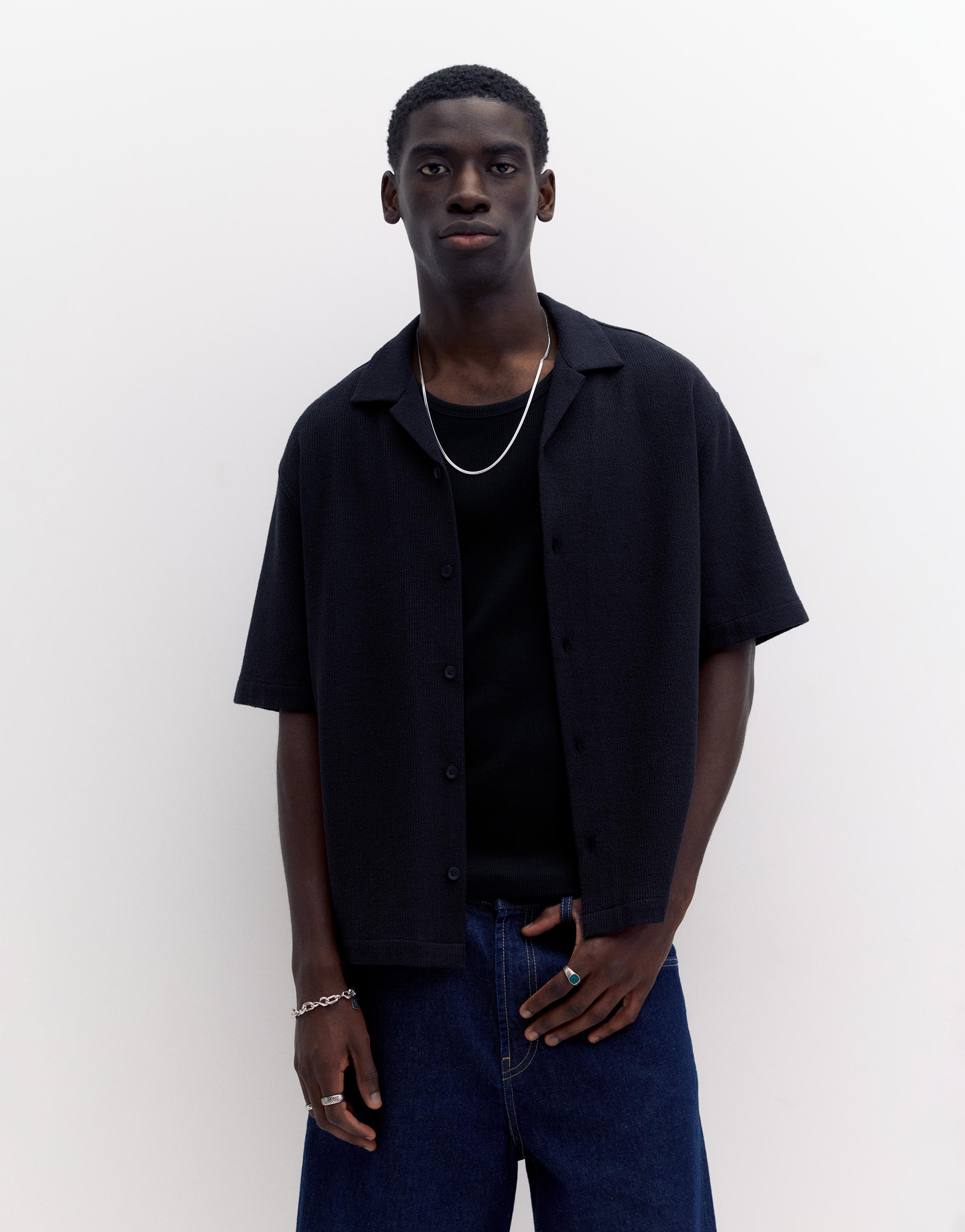 Terrycloth short sleeve shirt — Black
