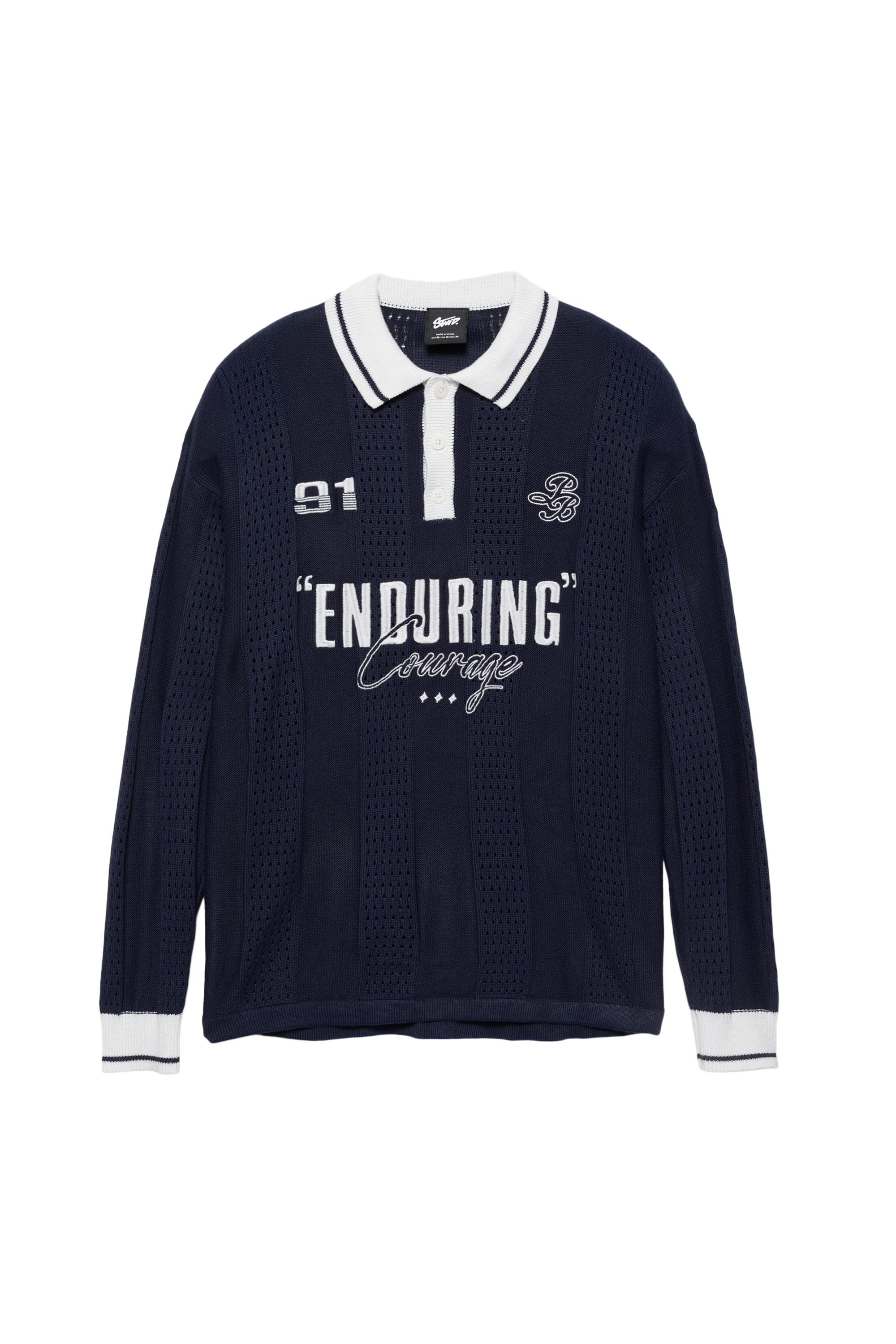 Grafik detaylı örme futbol polo