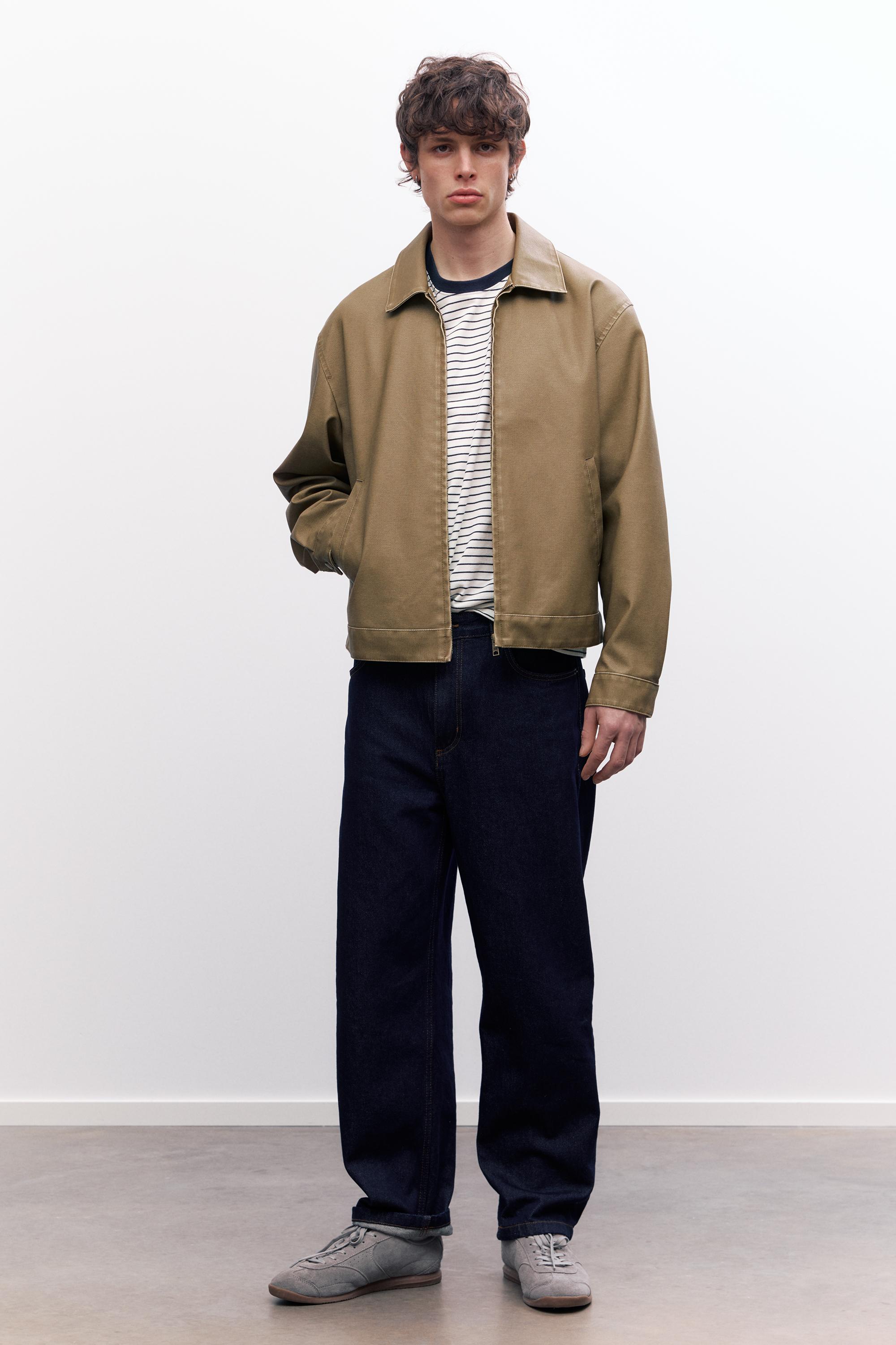 Washed faux leather jacket — Ocher