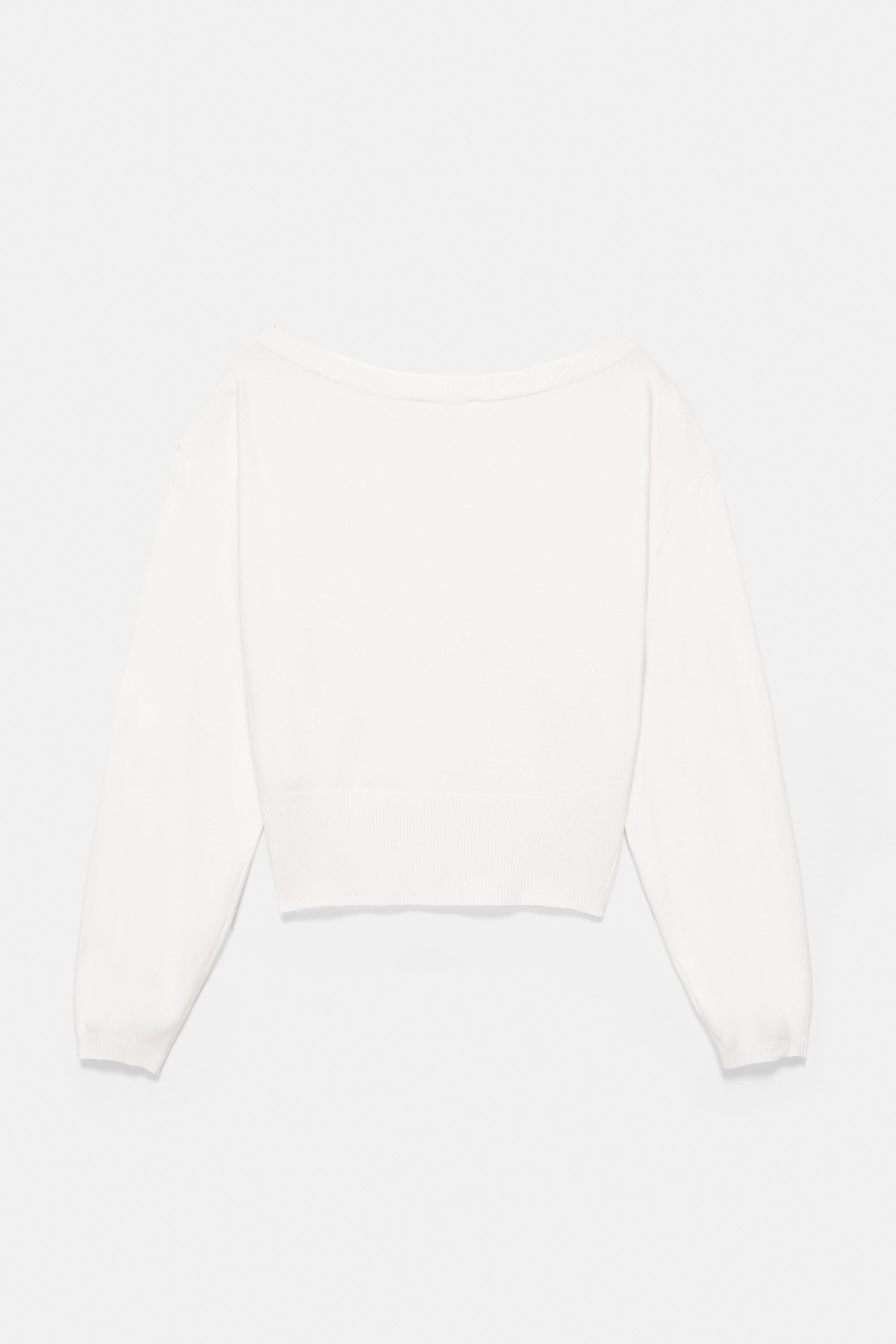 Asymmetric neck jumper — Ecru