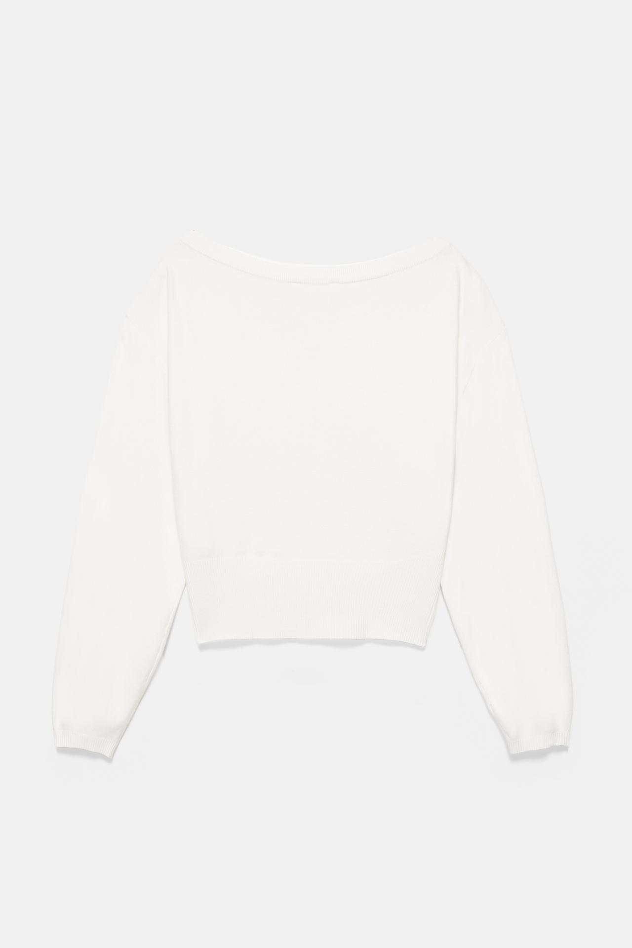 Asymmetric neck jumper — Ecru
