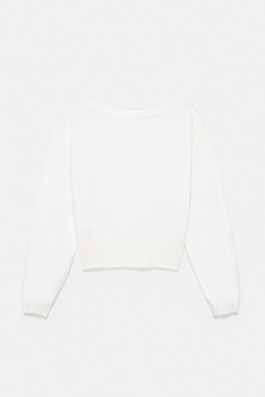 Asymmetric neck jumper — Ecru 7