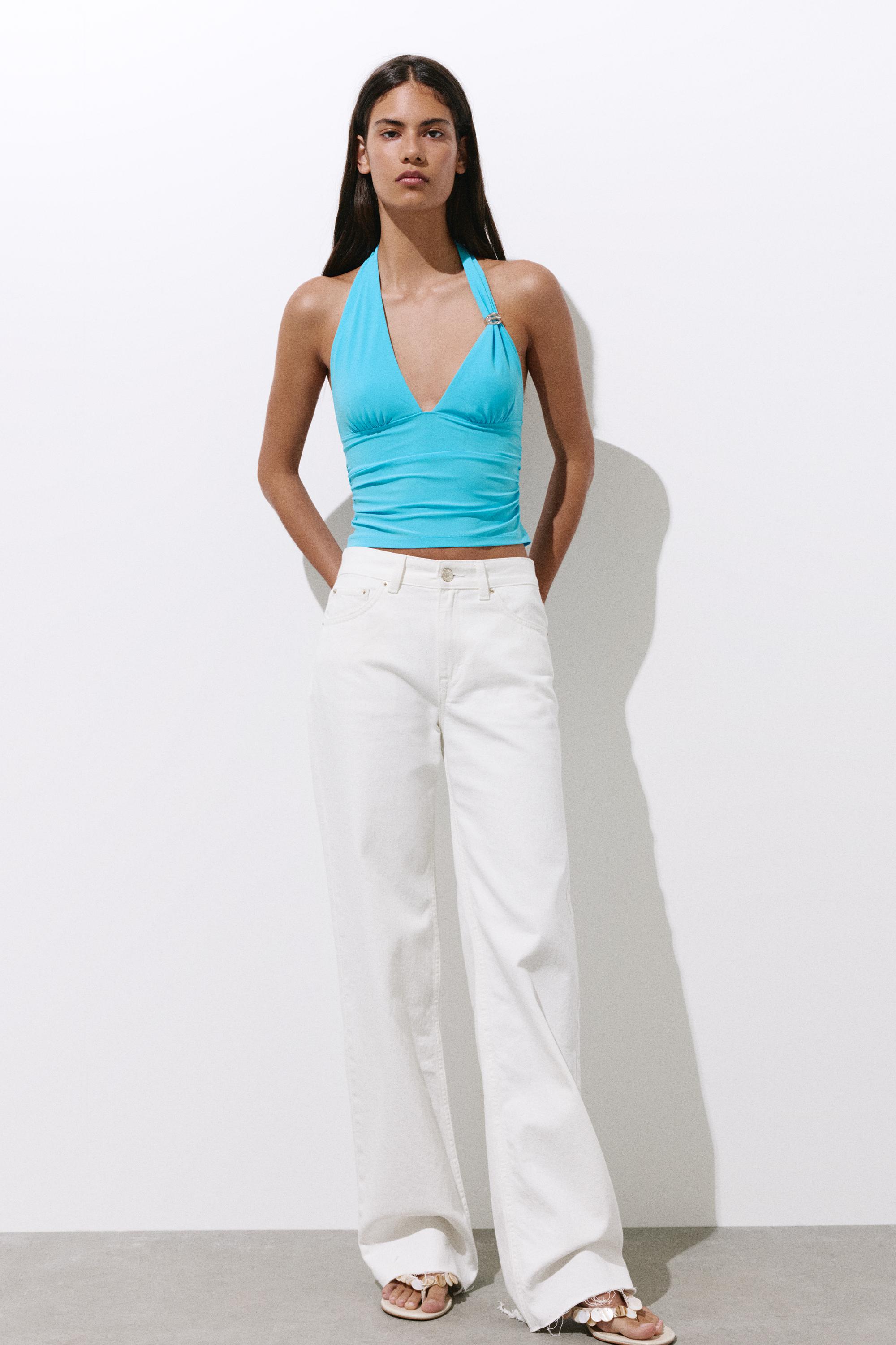 Halter top with metal detail — Turquoise