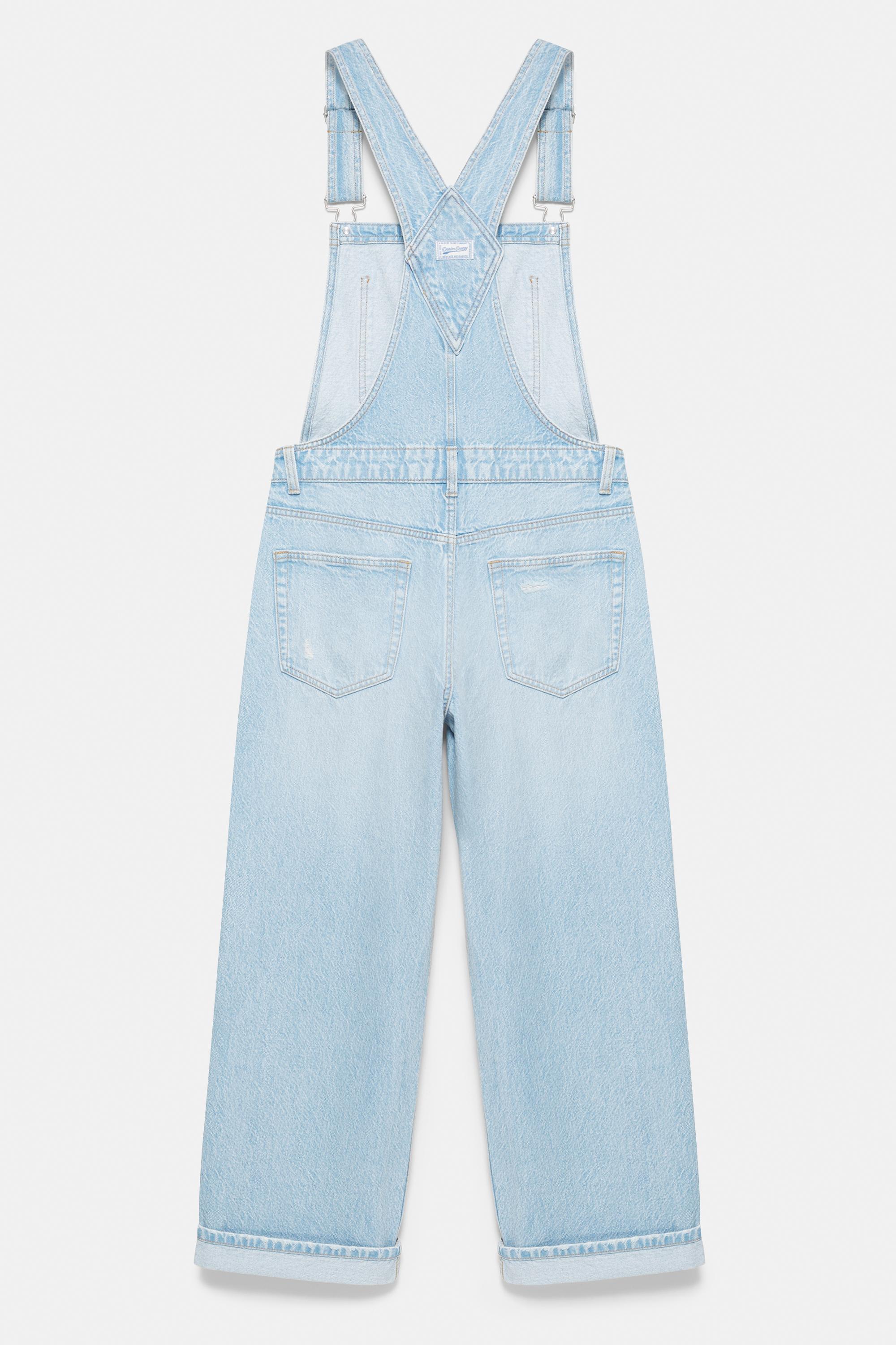 Long denim dungarees — Pale blue
