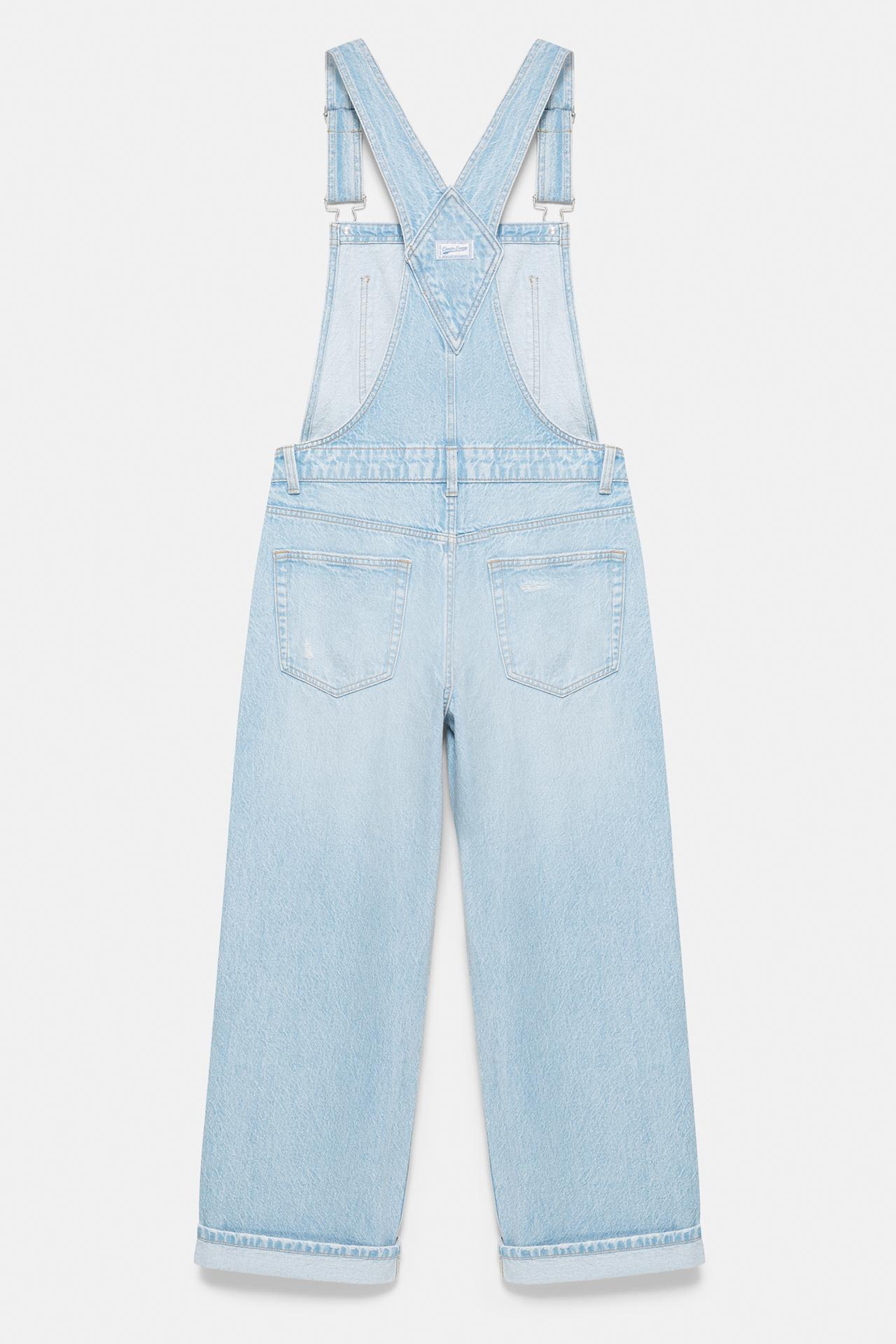 Long denim dungarees — Pale blue