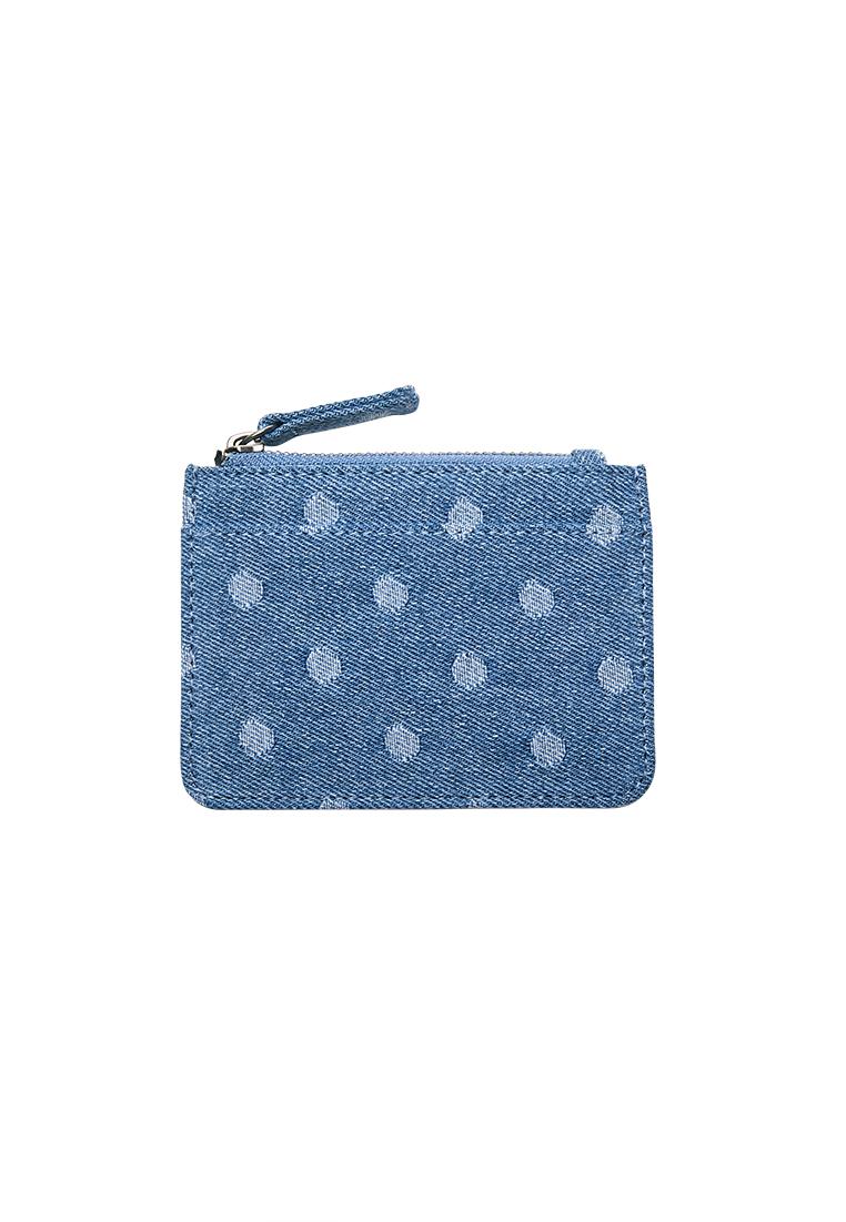 Denim polka dot card holder — Sand