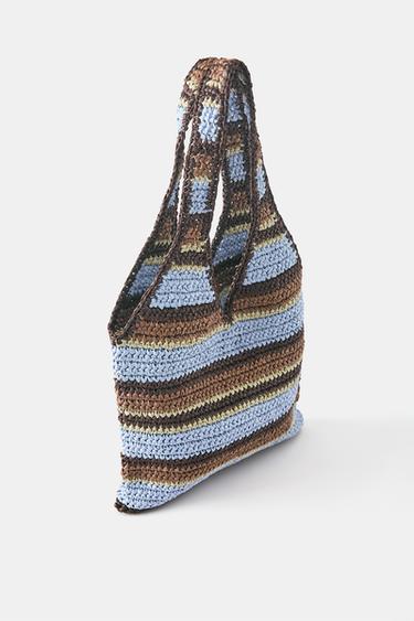 Striped woven shoulder bag — Blue 3