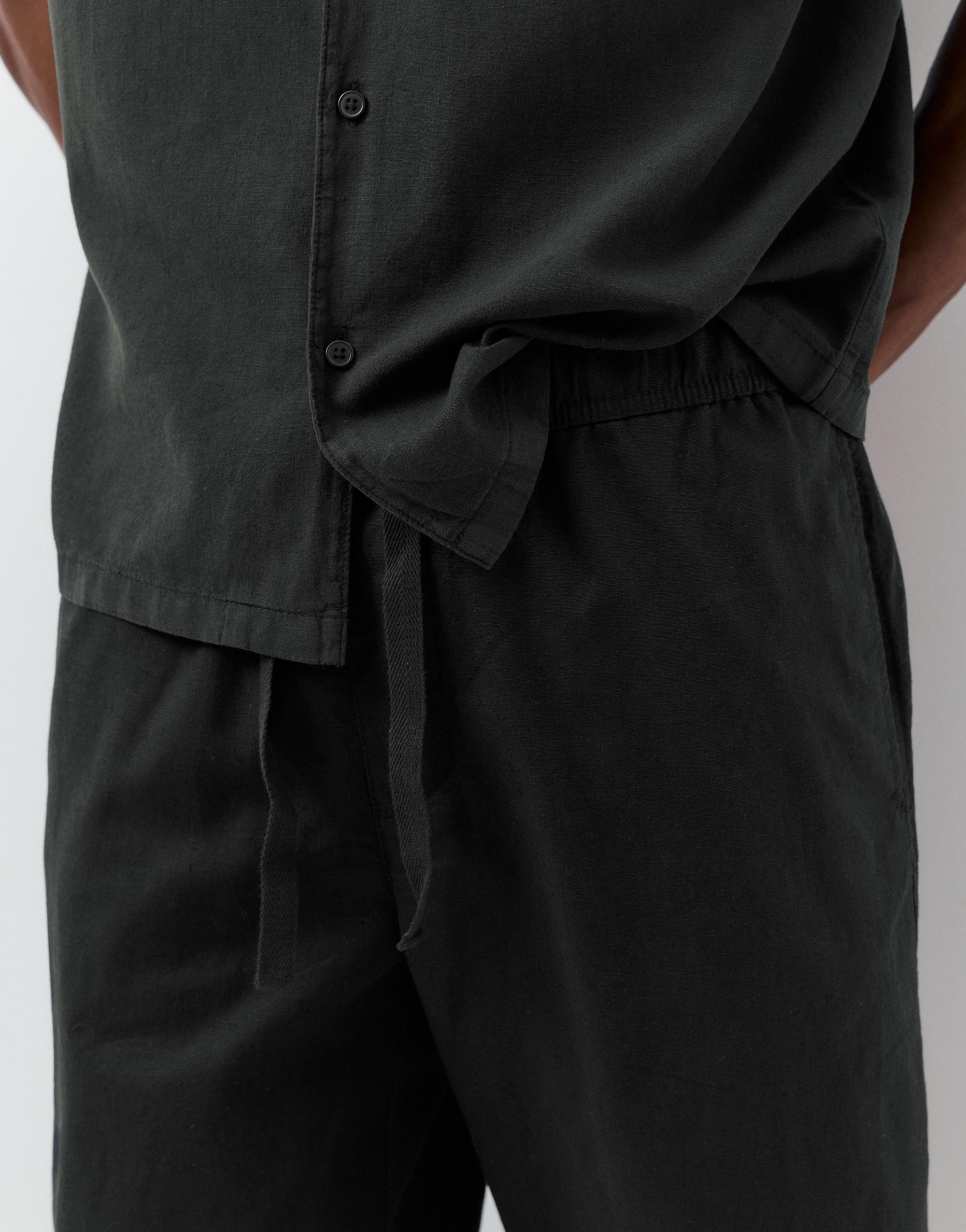 Linen blend jogger trousers — Black
