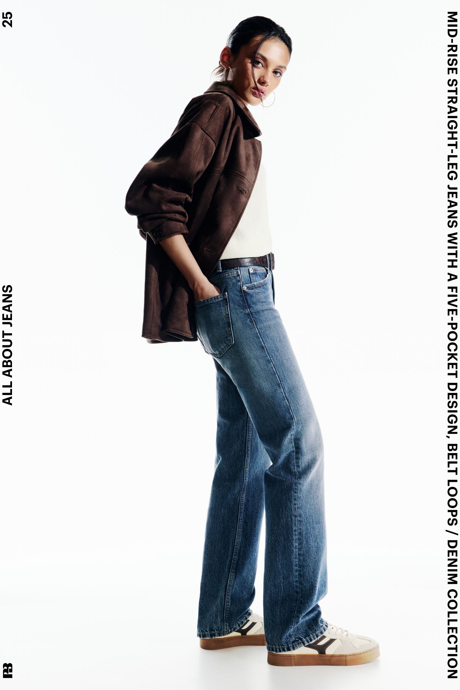 Mid-waist straight-leg jeans — Dark blue